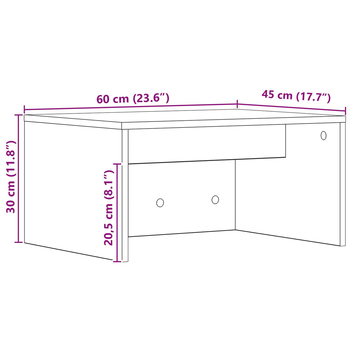 Stol za zid Umjetnički hrast 60 x 45 x 30 cm Konstruirano drvo