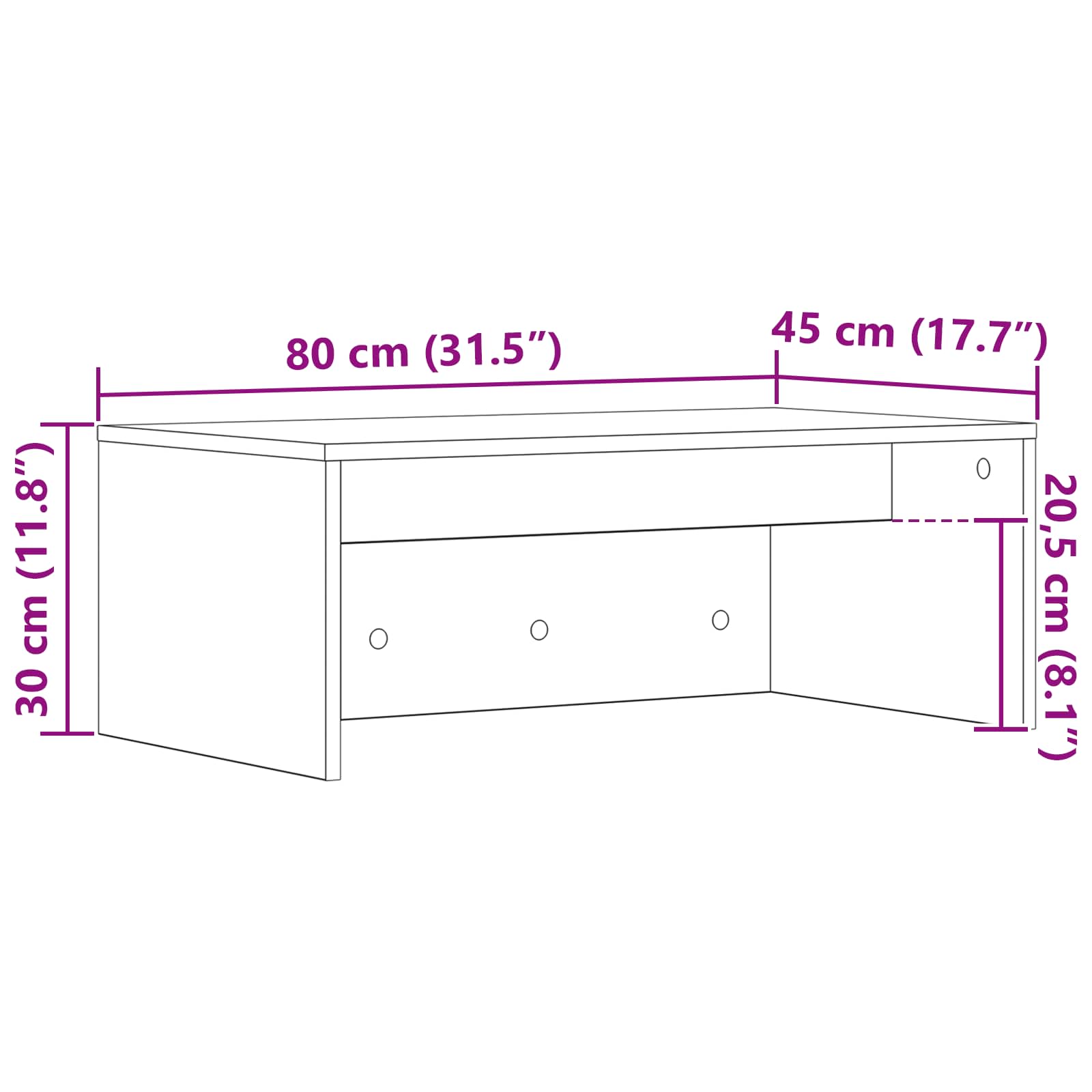 Stol za zid Zidne Staro drvo 80 x 45 x 30 cm Konstruirano drvo