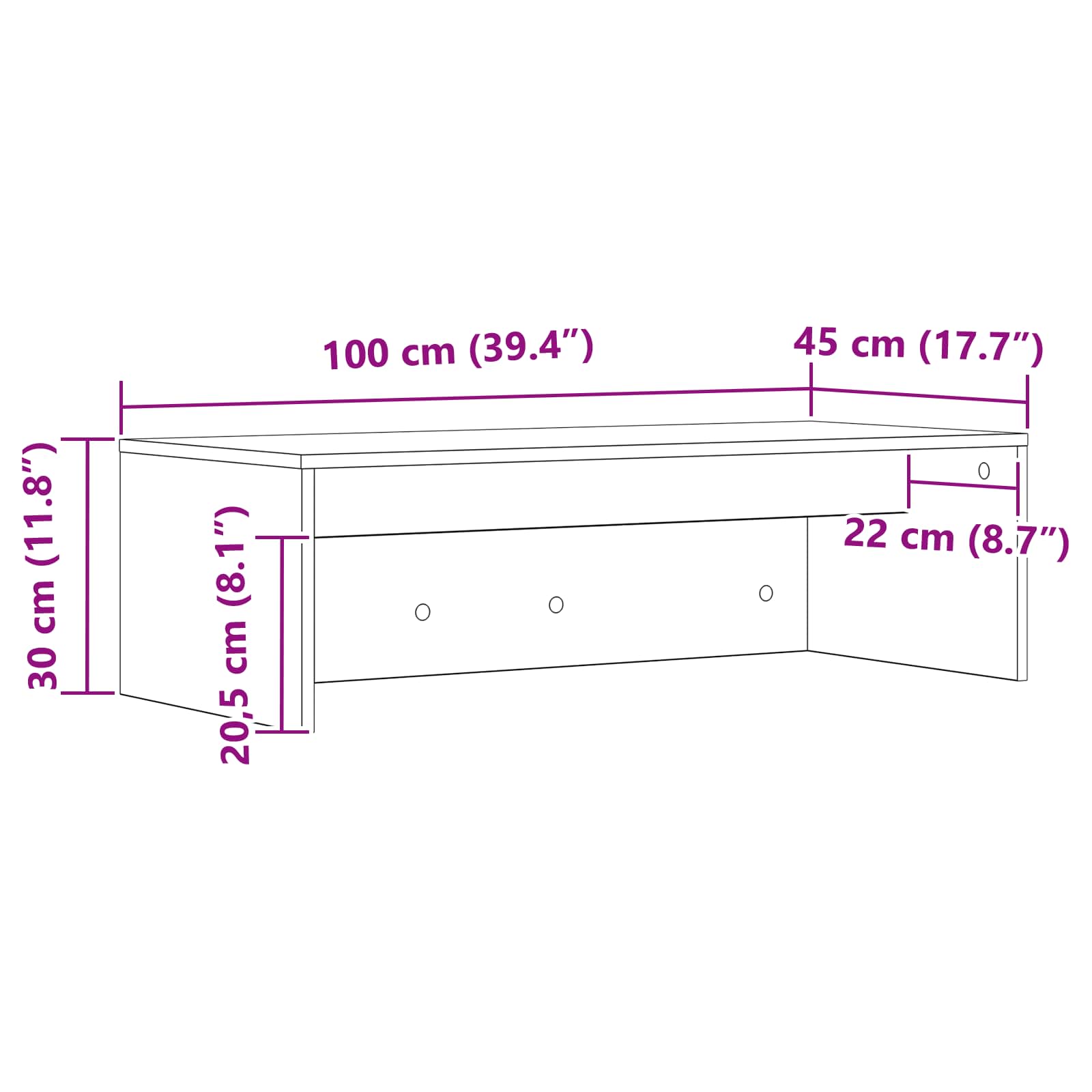 Stol za zid Umjetnički hrast 100 x 45 x 30 cm Konstruirano drvo
