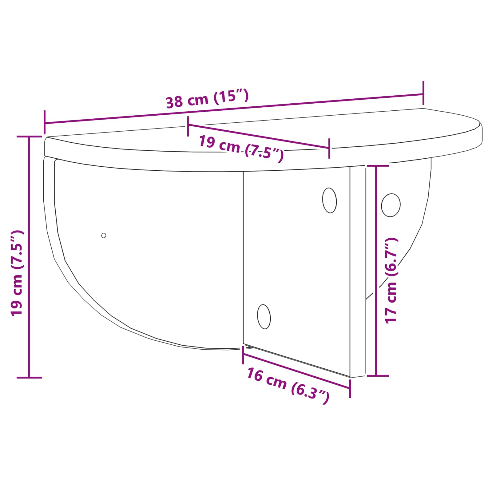 Polica na zidu Zidne 2 pcs Betonski sivi 38 x 19 x 19 cm