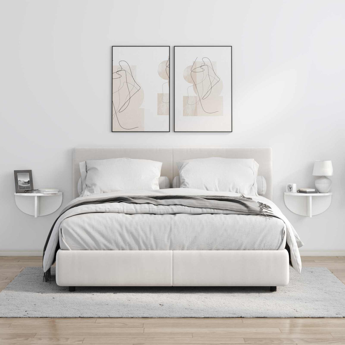 Polica na zidu Zidne 2 pcs Visoki sjaj bijela 38 x 19 x 19 cm