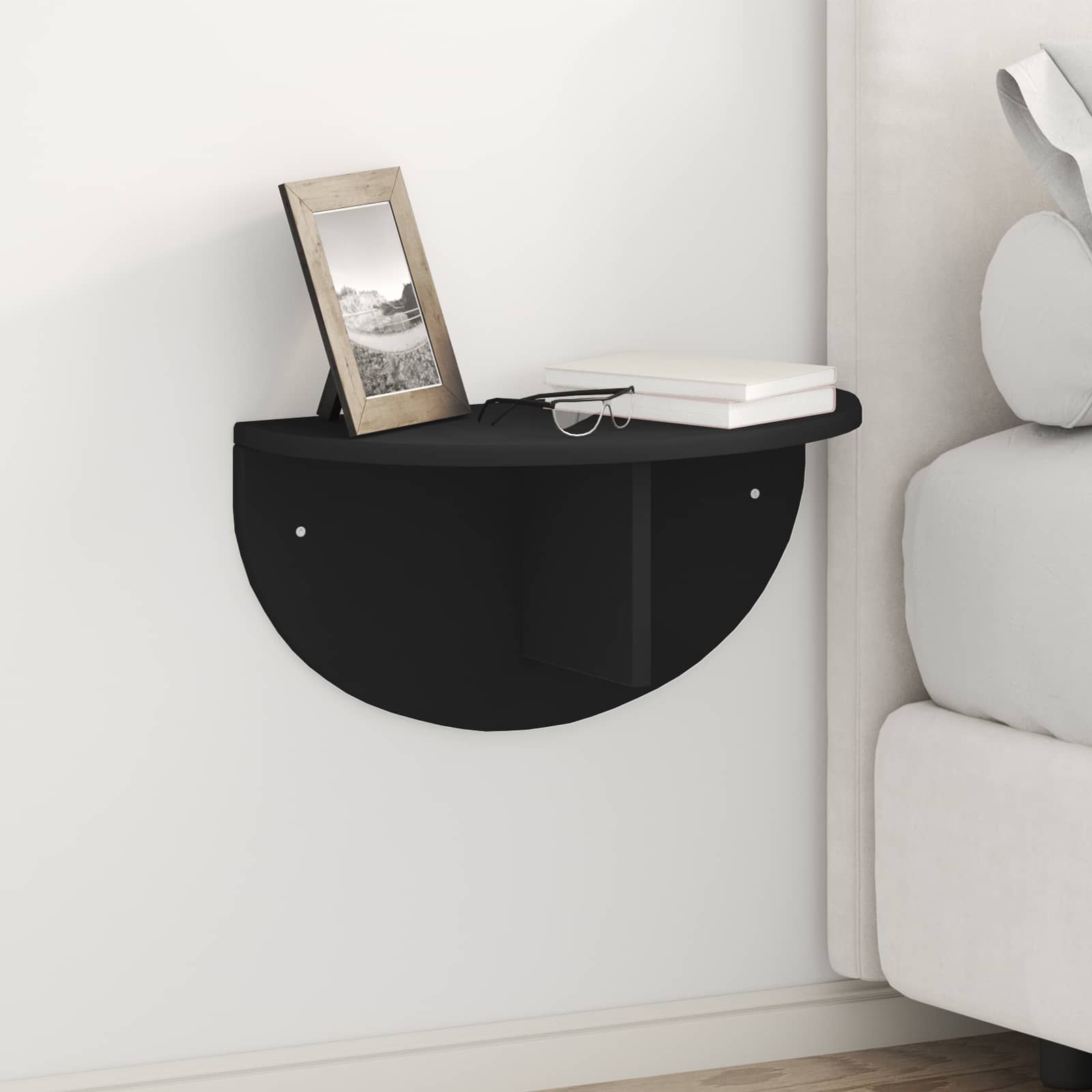 Polica na zidu 2 pcs Crna 48 x 24 x 24 cm Konstruirano drvo