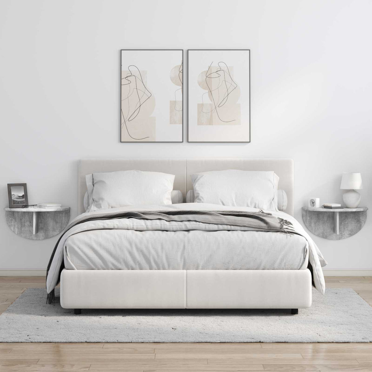 Polica na zidu Zidne 2 pcs Betonski sivi 48 x 24 x 24 cm