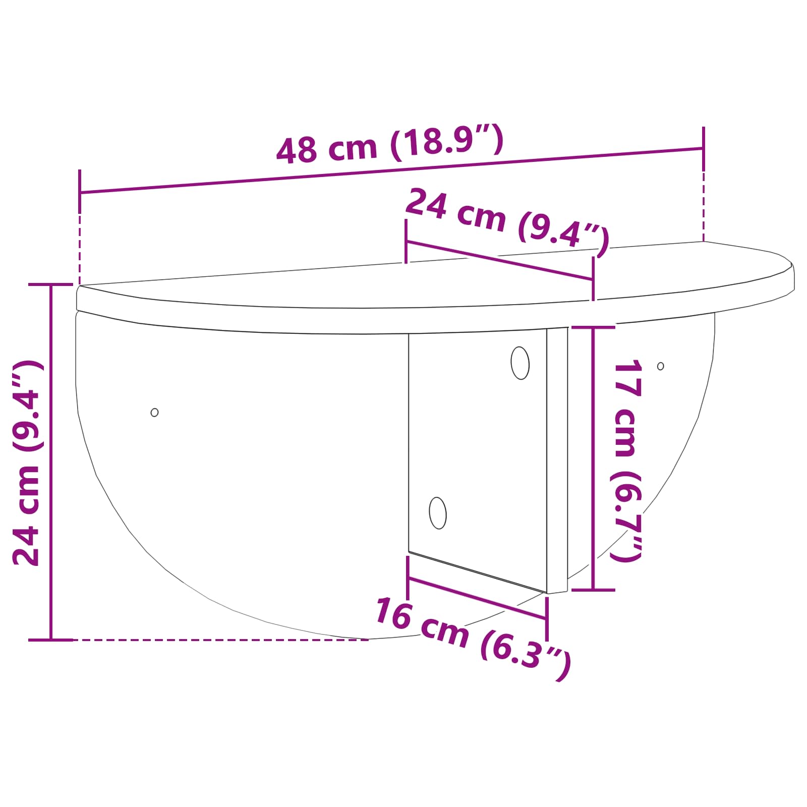 Polica na zidu Zidne 2 pcs Umjetnički hrast 48 x 24 x 24 cm
