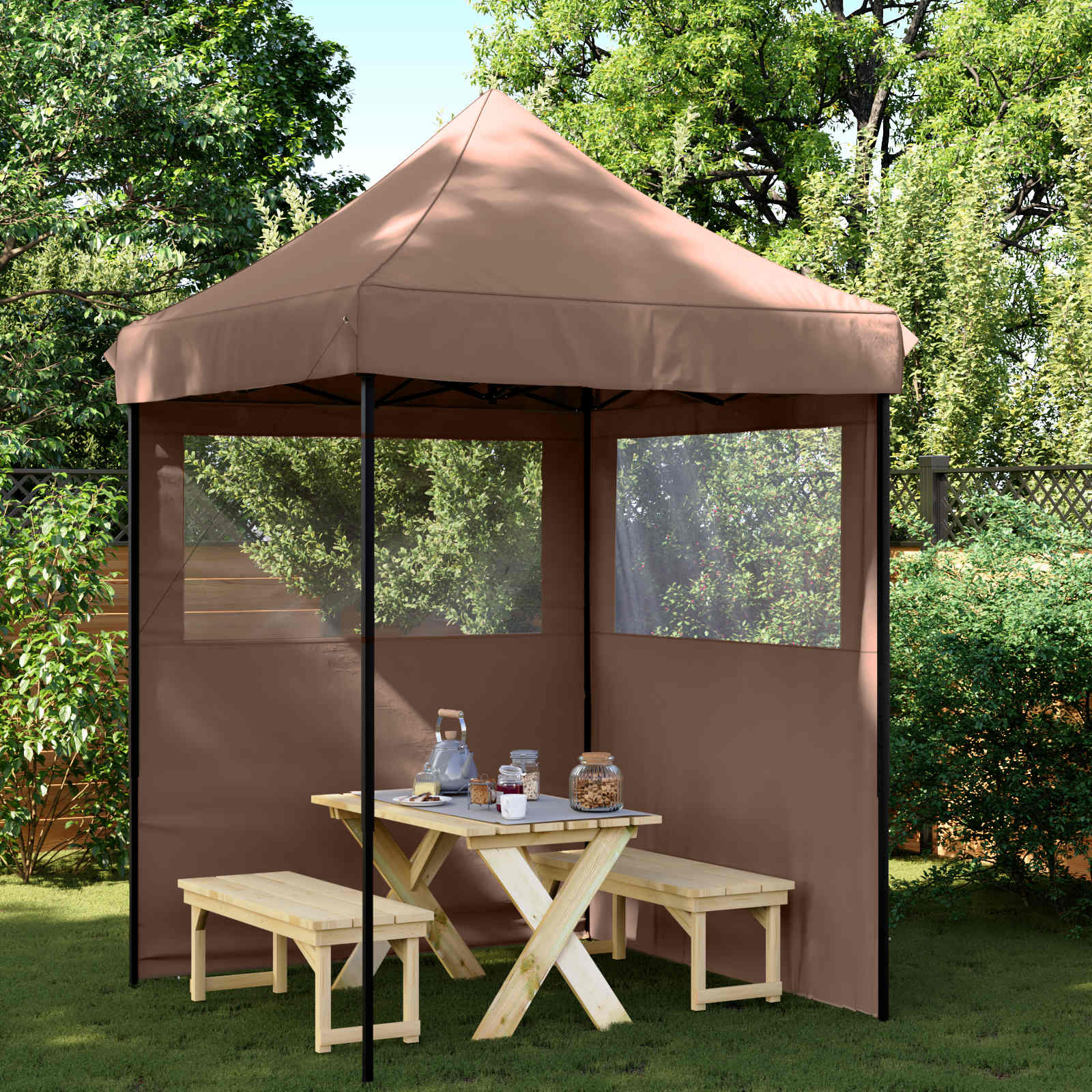 Šator za zabave Smeđa 200 x 200 x 306 cm Oxford tkanina