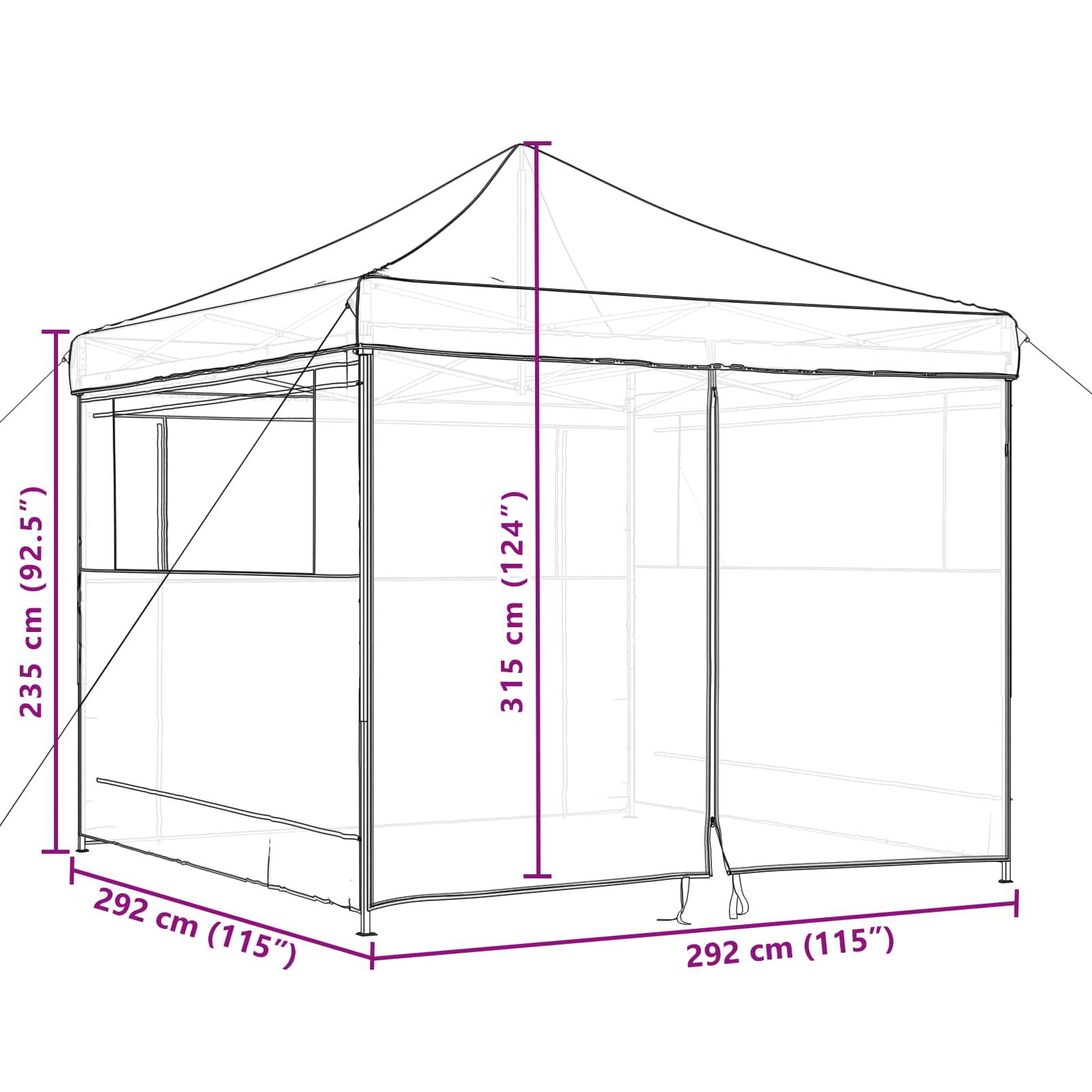 Šator za zabave 292 x 292 x 315 cm Terakota Oxford tkanina