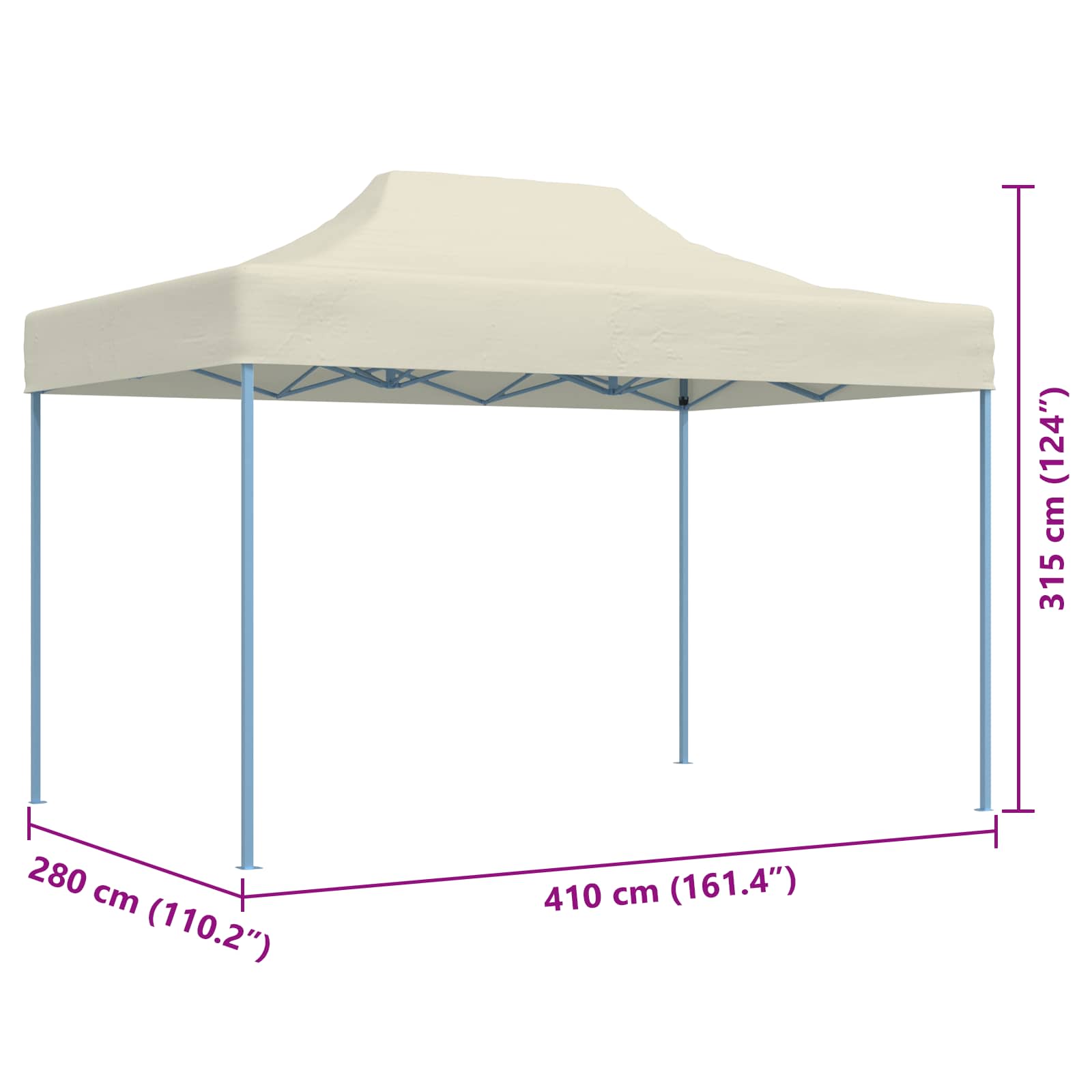 Šator za zabave Krema 280 x 410 x 315 cm Oxford tkanina