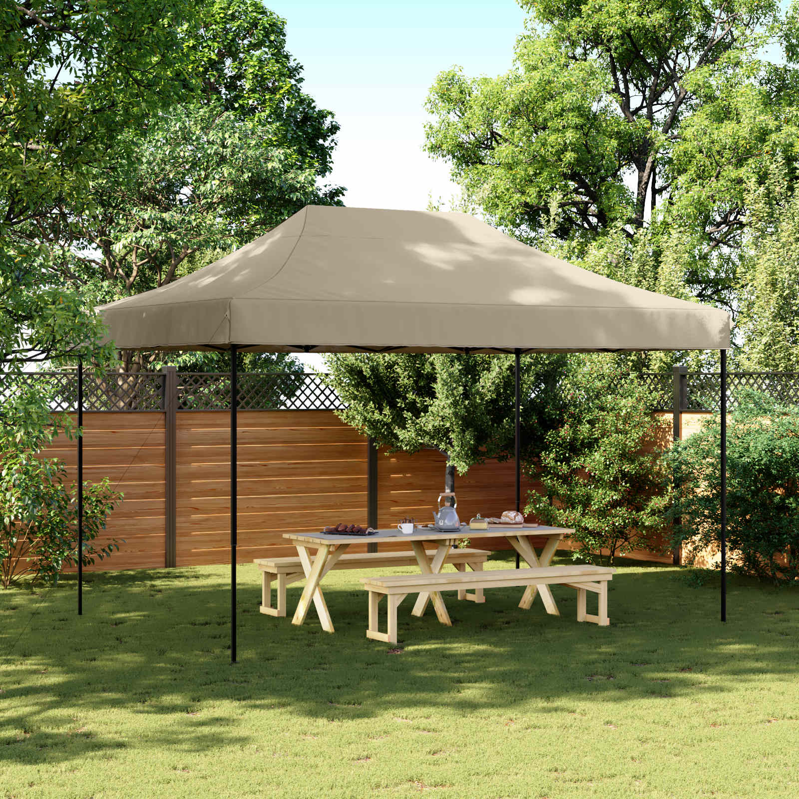 Šator za zabave Sivo-smeđa 279 x 410 x 315 cm Oxford tkanina