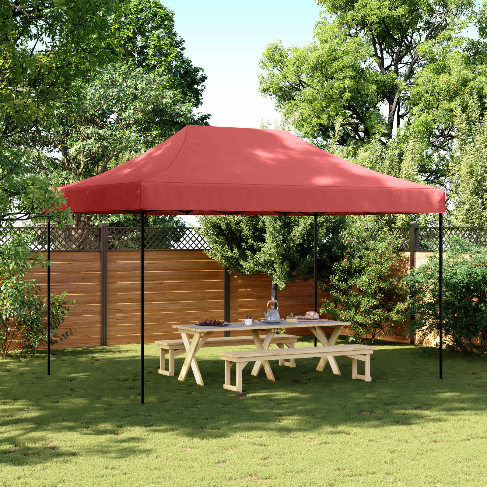 Šator za zabave Tamno crvena 279 x 410 x 315 cm Oxford tkanina