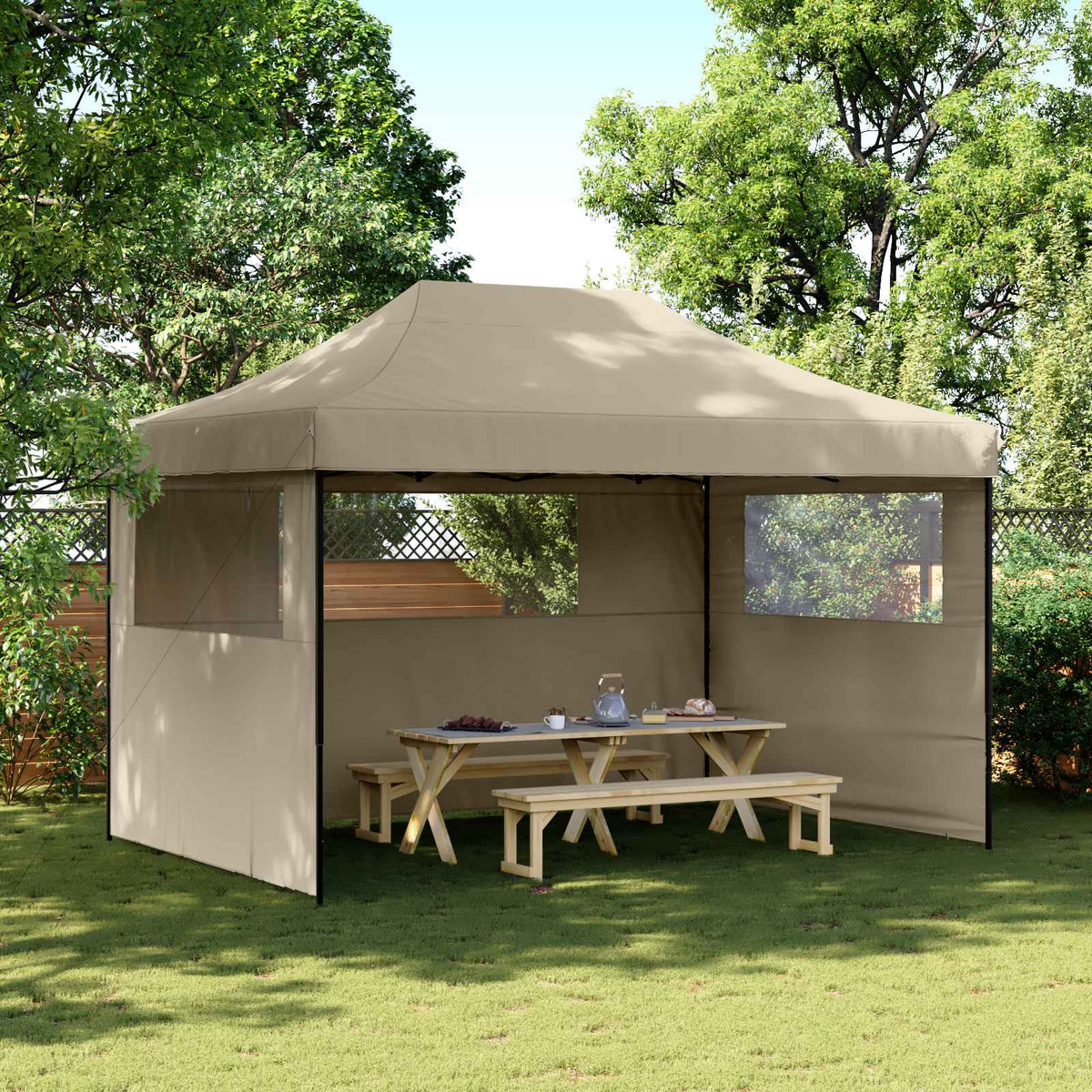 Šator za zabave Sivo-smeđa 279 x 410 x 315 cm Oxford tkanina