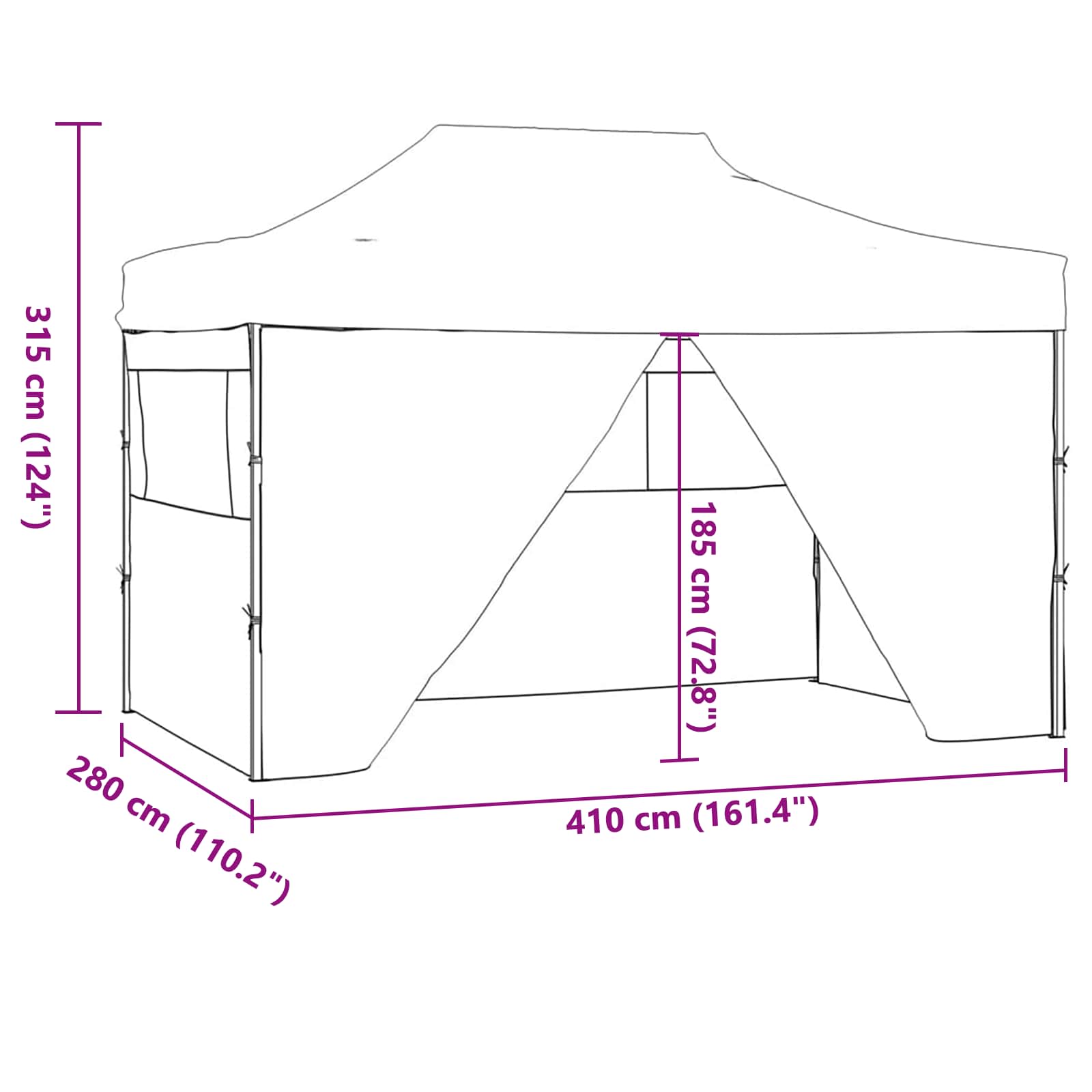 Šator za zabave Krema 280 x 410 x 315 cm Oxford tkanina