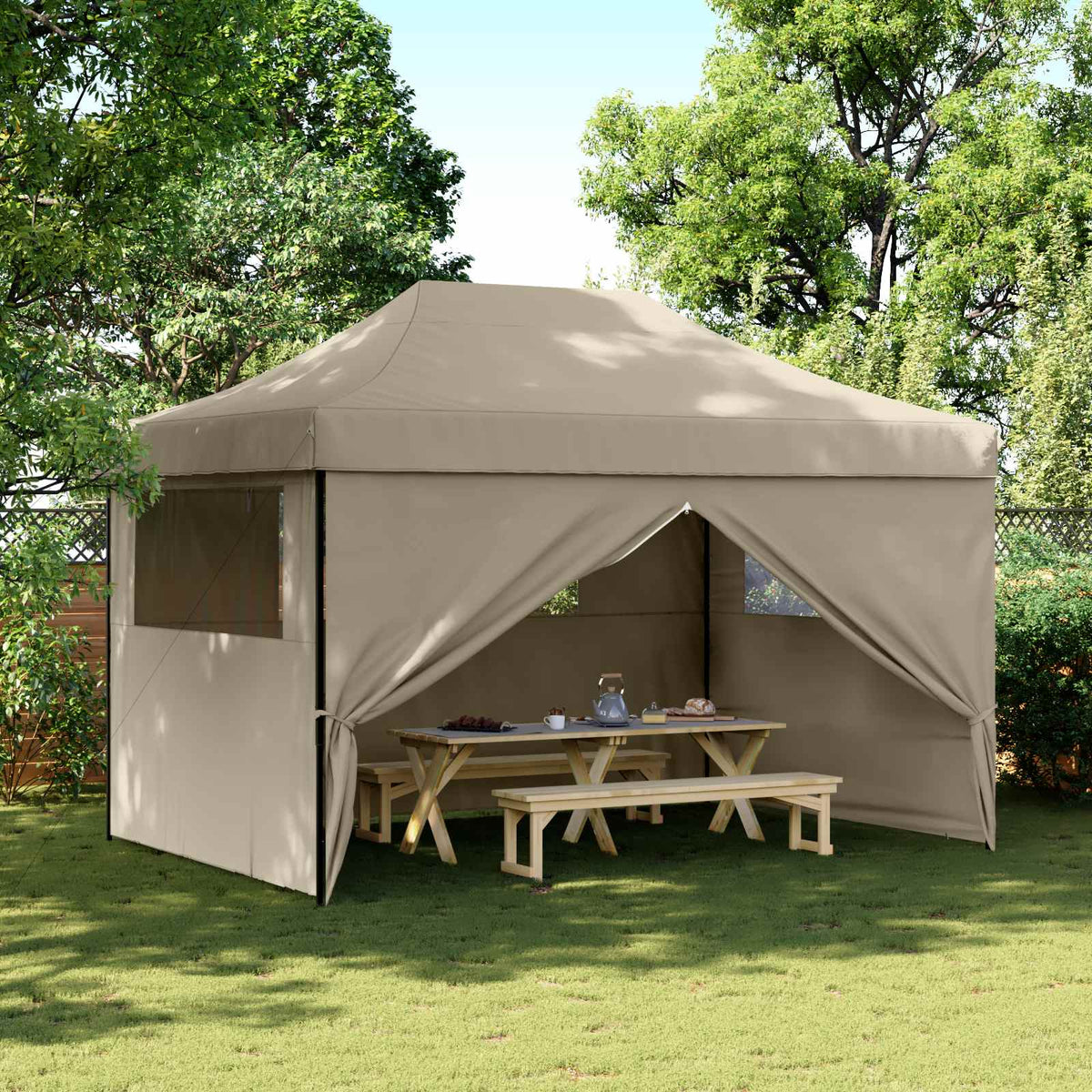 Šator za zabave Sivo-smeđa 279 x 410 x 315 cm Oxford tkanina