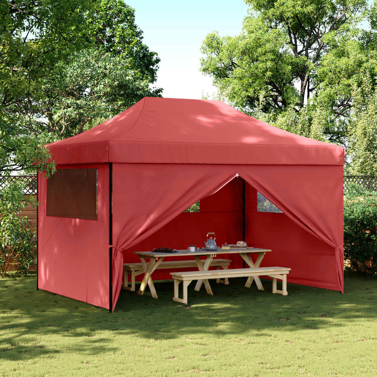 Šator za zabave Tamno crvena 279 x 410 x 315 cm Oxford tkanina
