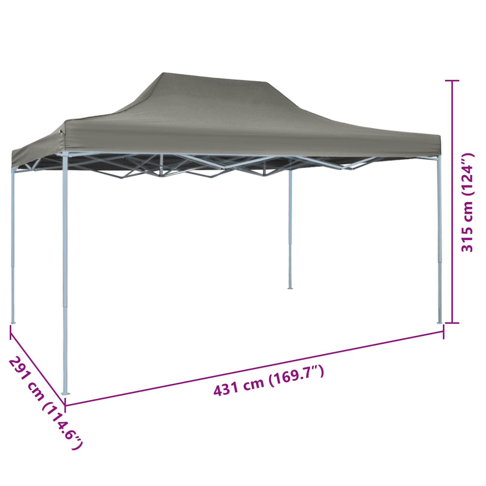 Šator za zabave Antracit 291 x 431 x 315 cm Oxford tkanina