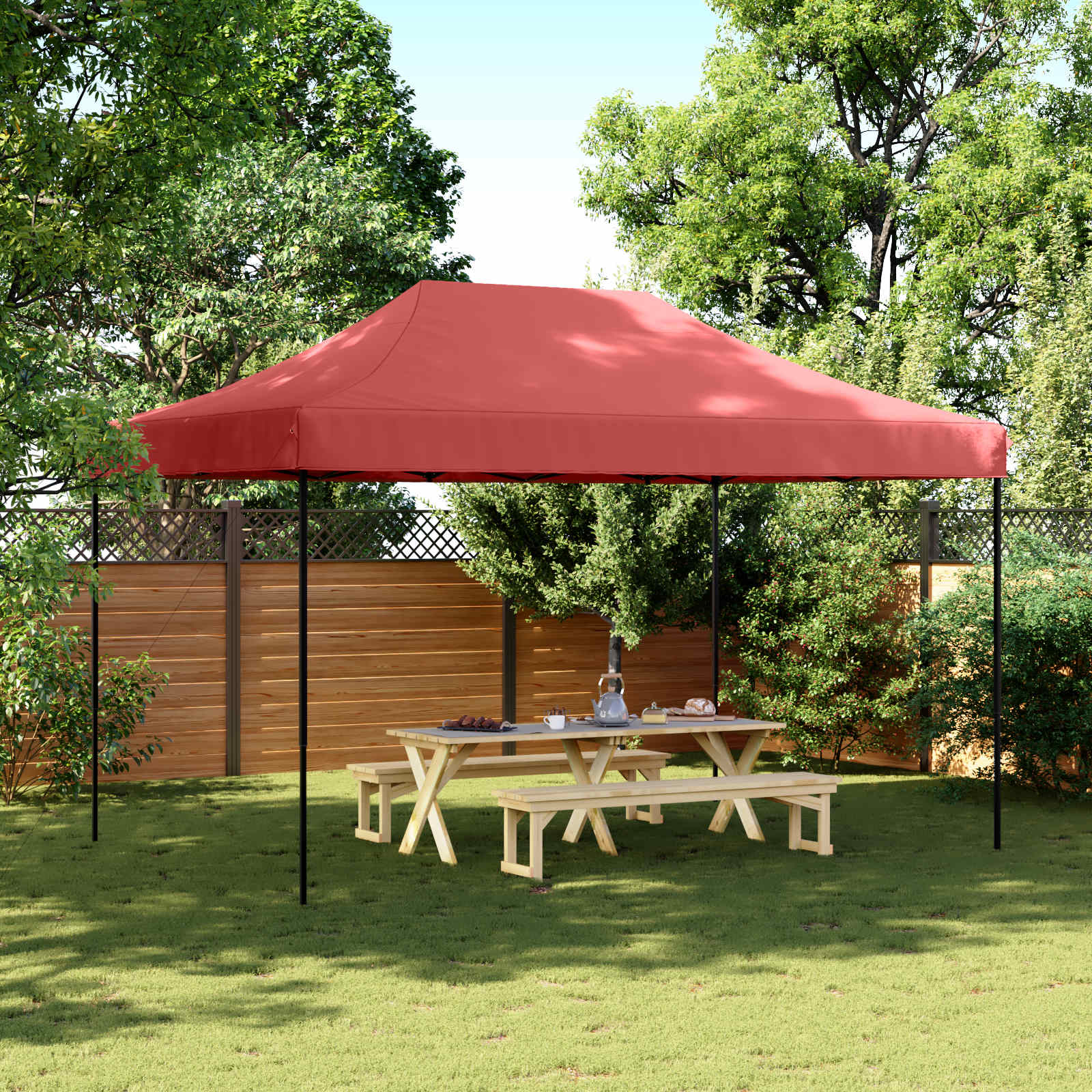 Šator za zabave Tamno crvena 292 x 440 x 315 cm Oxford tkanina