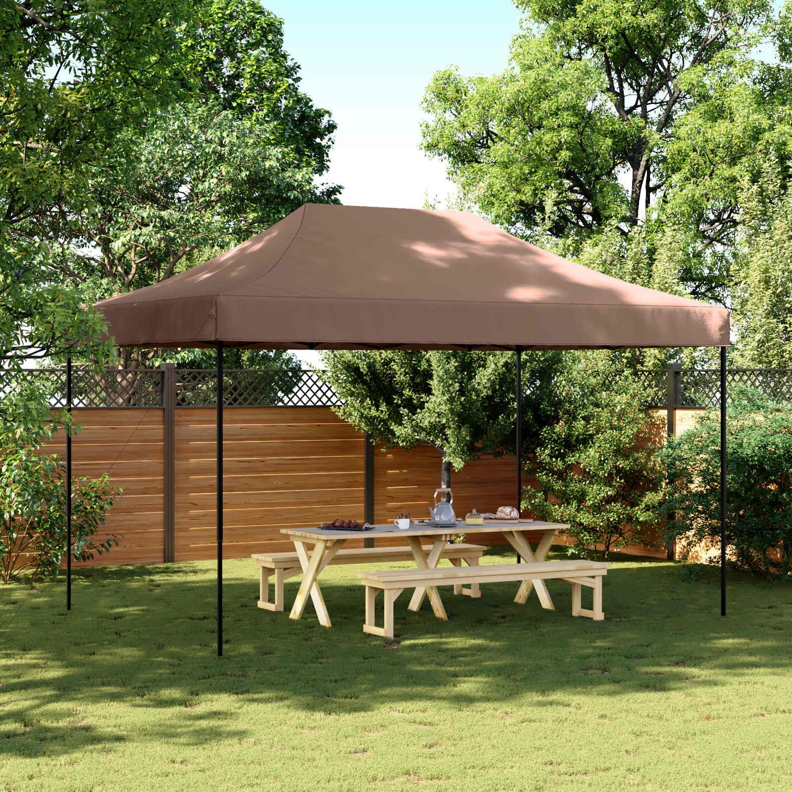 Šator za zabave Smeđa 292 x 440 x 315 cm Oxford tkanina