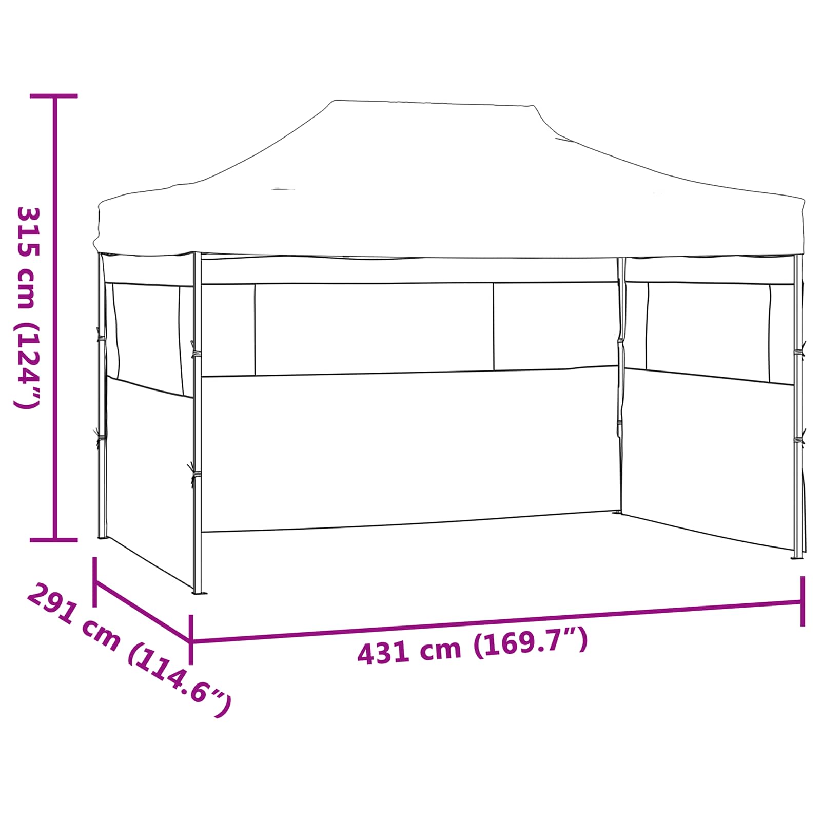 Šator za zabave Antracit 291 x 431 x 315 cm Oxford tkanina