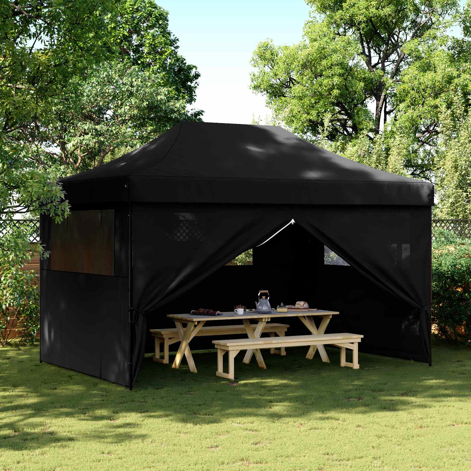Šator za zabave Crna 292 x 440 x 315 cm Oxford tkanina