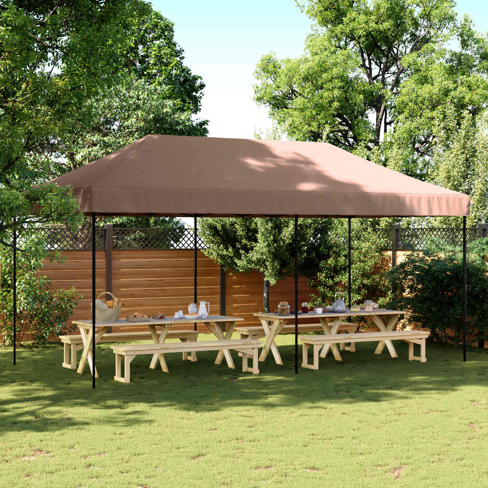 Šator za zabave Smeđa 292 x 580 x 315 cm Oxford tkanina