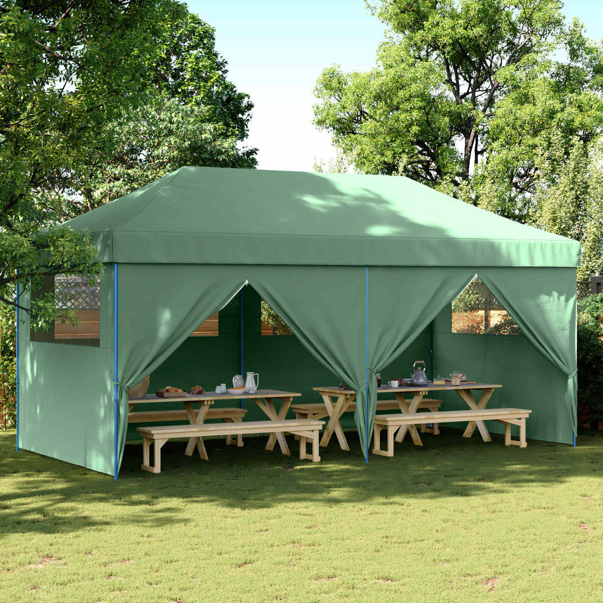 Šator za zabave Zelena 292 x 580 x 315 cm Oxford tkanina
