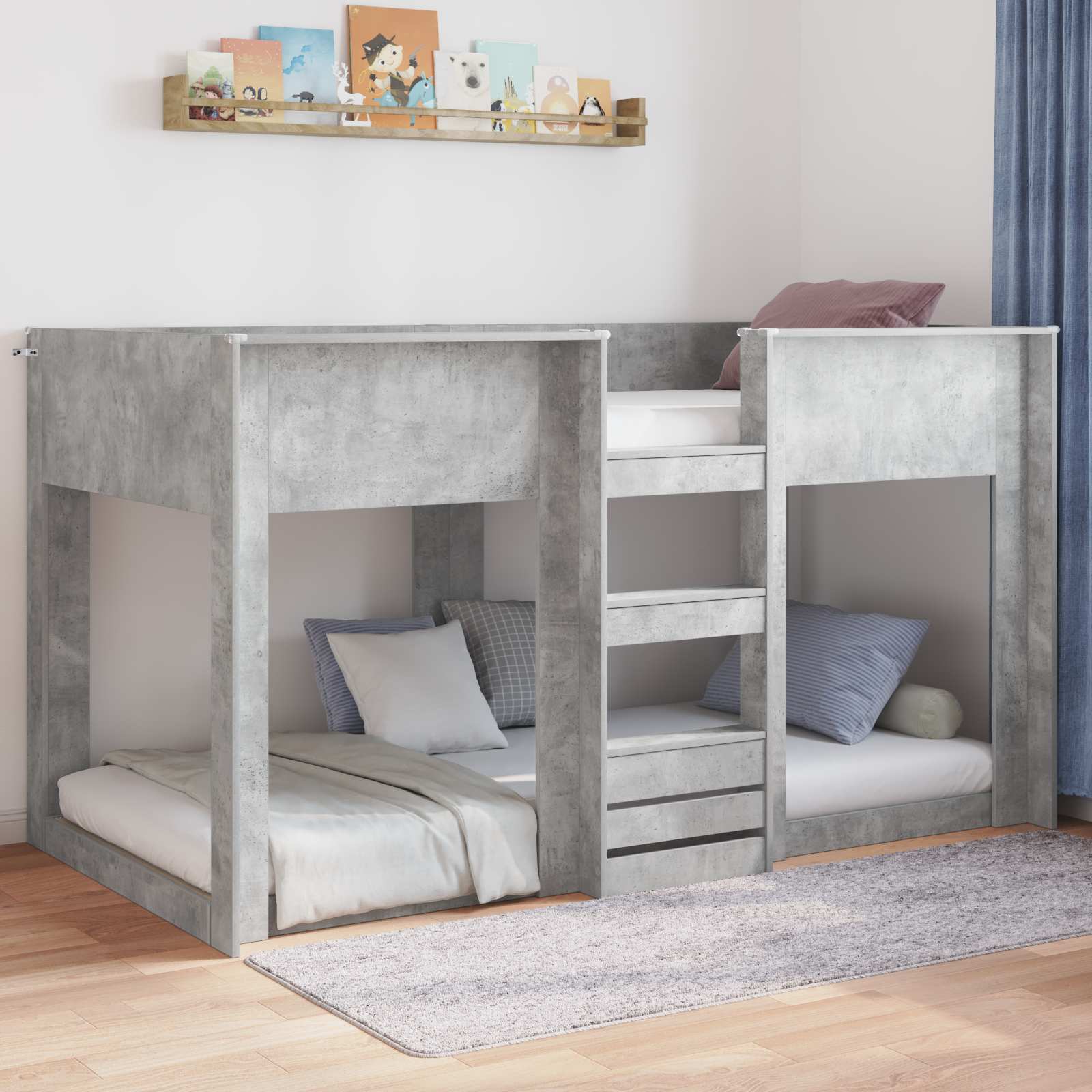 Krevet s daskama Betonski sivi 75 x 190 cm Konstruirano drvo