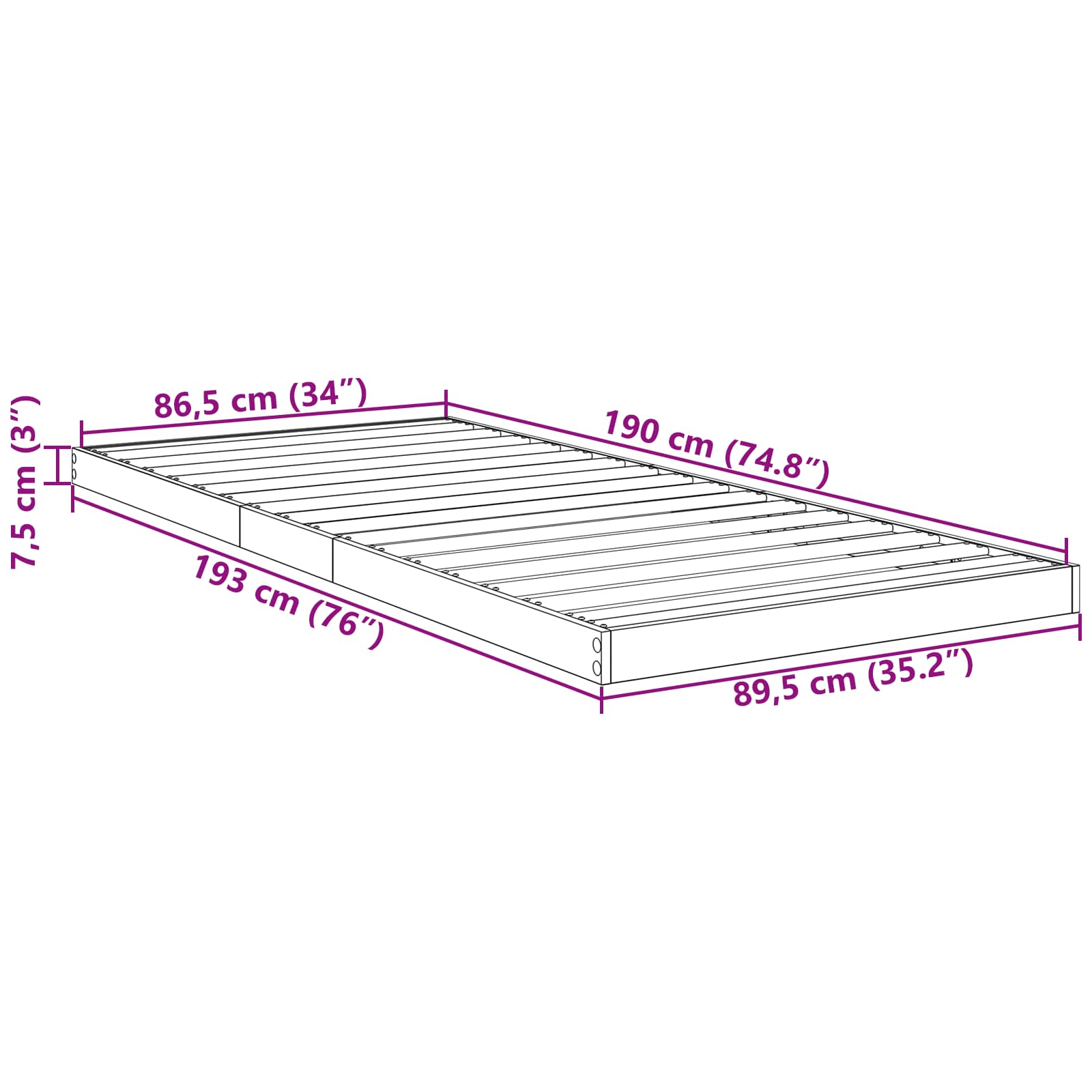 Krevet s daskama Staro drvo 90 x 190 cm Konstruirano drvo