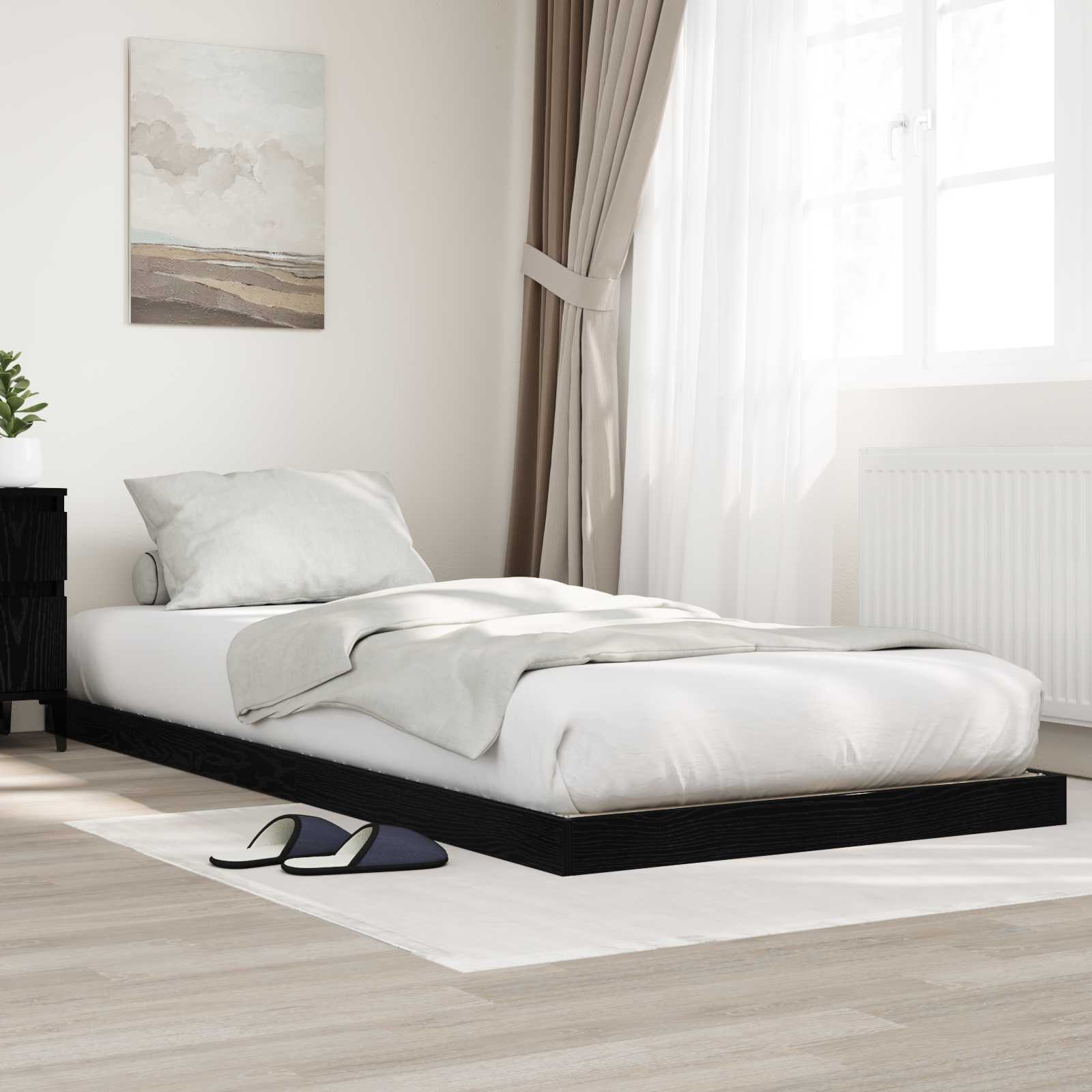 Krevet s daskama Crni hrast 90 x 200 cm Konstruirano drvo