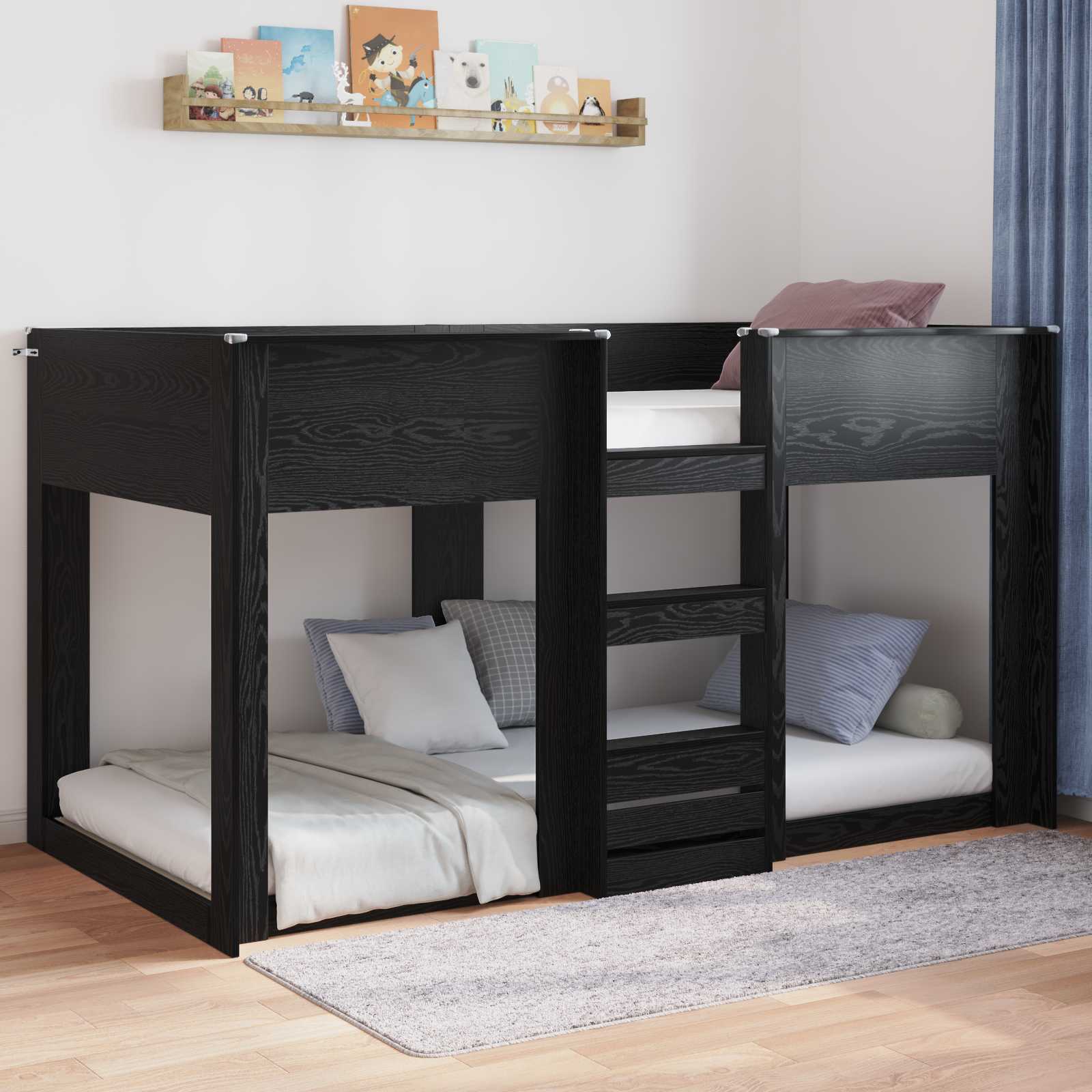 Krevet s daskama Crni hrast 90 x 200 cm Konstruirano drvo