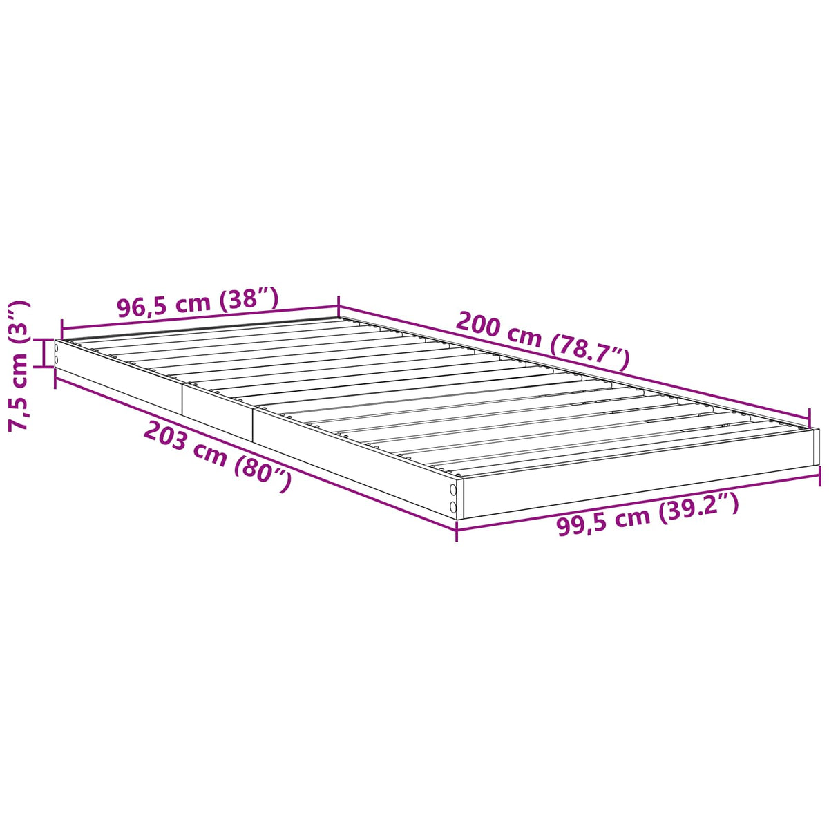 Krevet s daskama Staro drvo 100 x 200 cm Konstruirano drvo