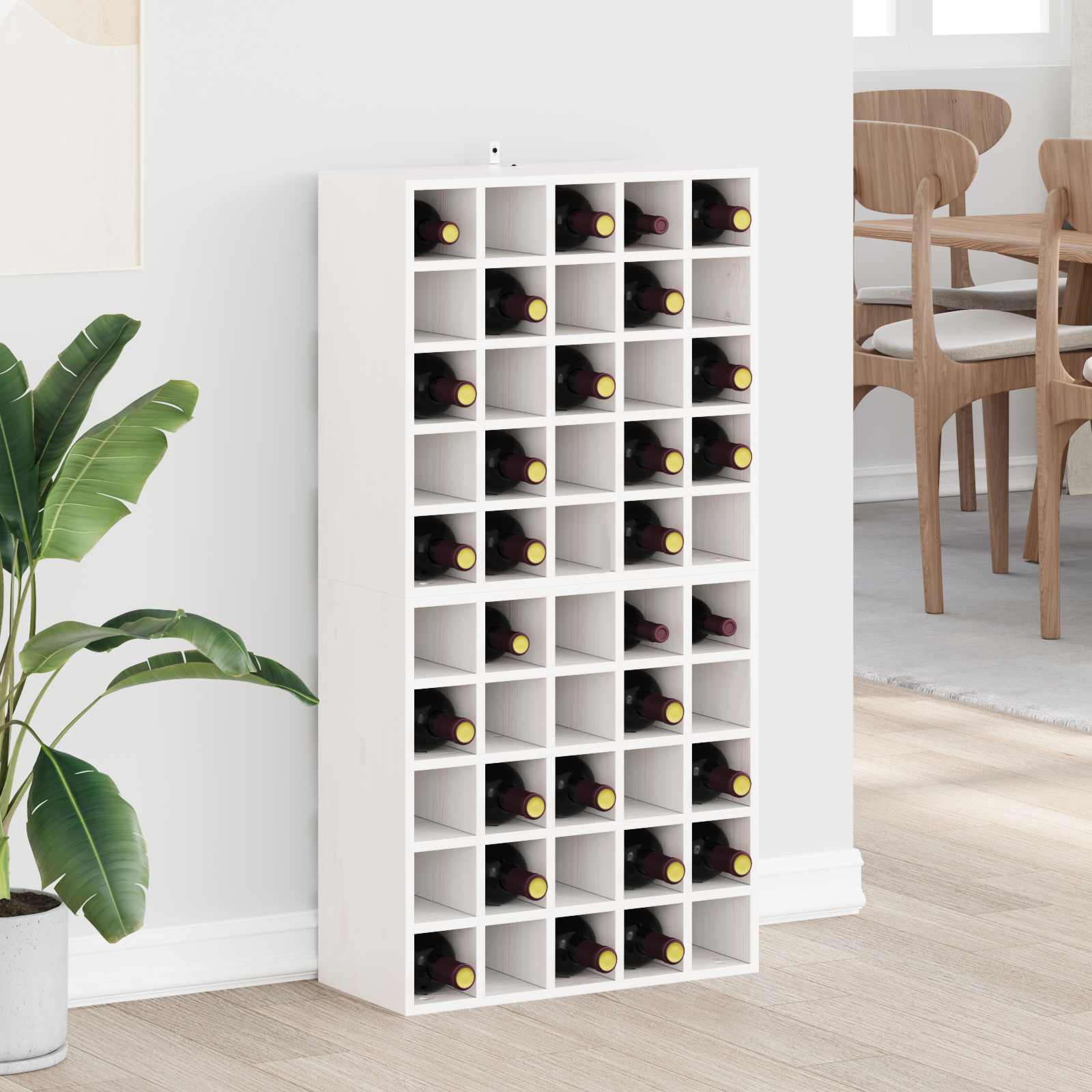 Stalak za vino 2 pcs Bijelo 56 x 25 x 56 cm Čvrsto borovo drvo