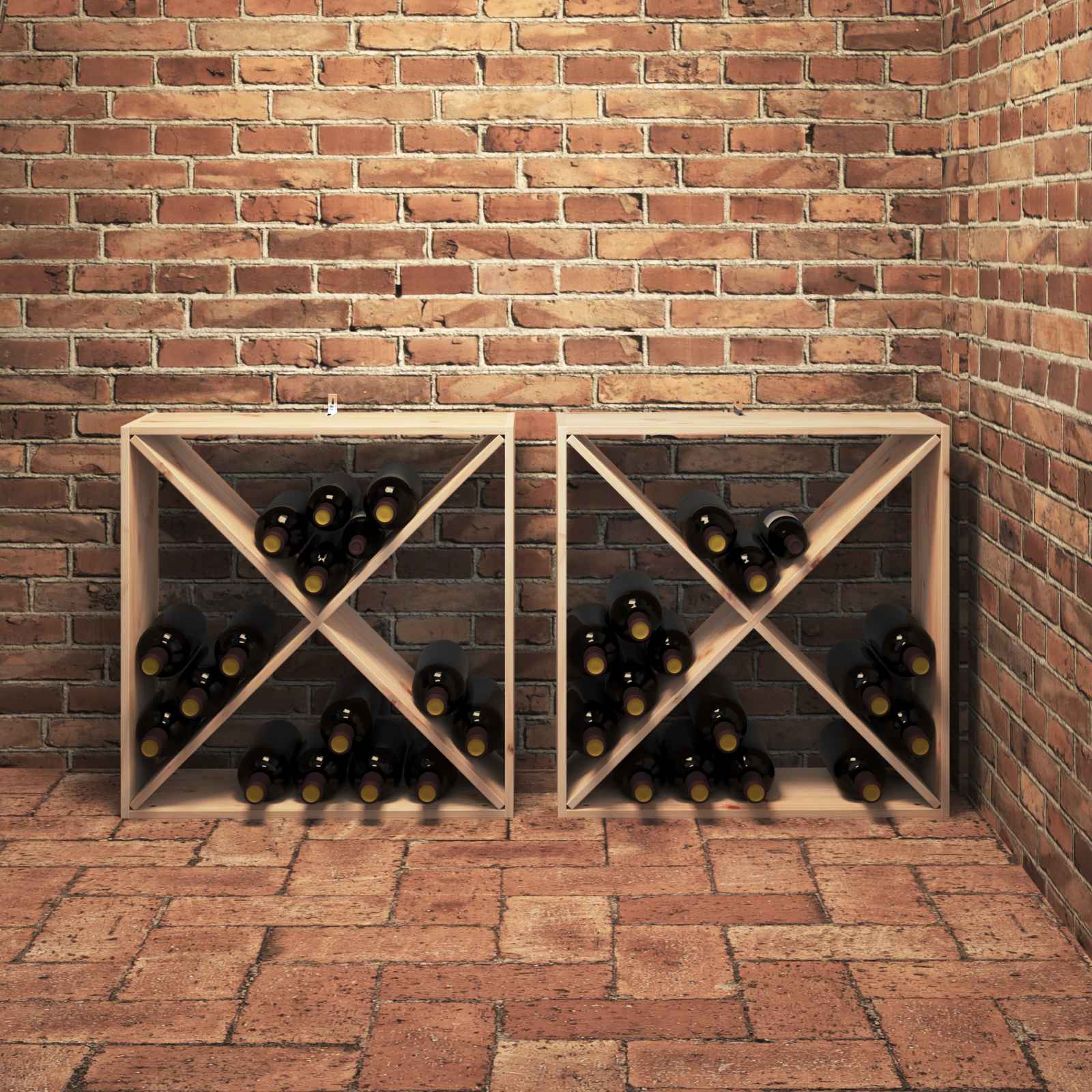 Stalak za vino 2 pcs Prirodna 62 x 25 x 62 cm