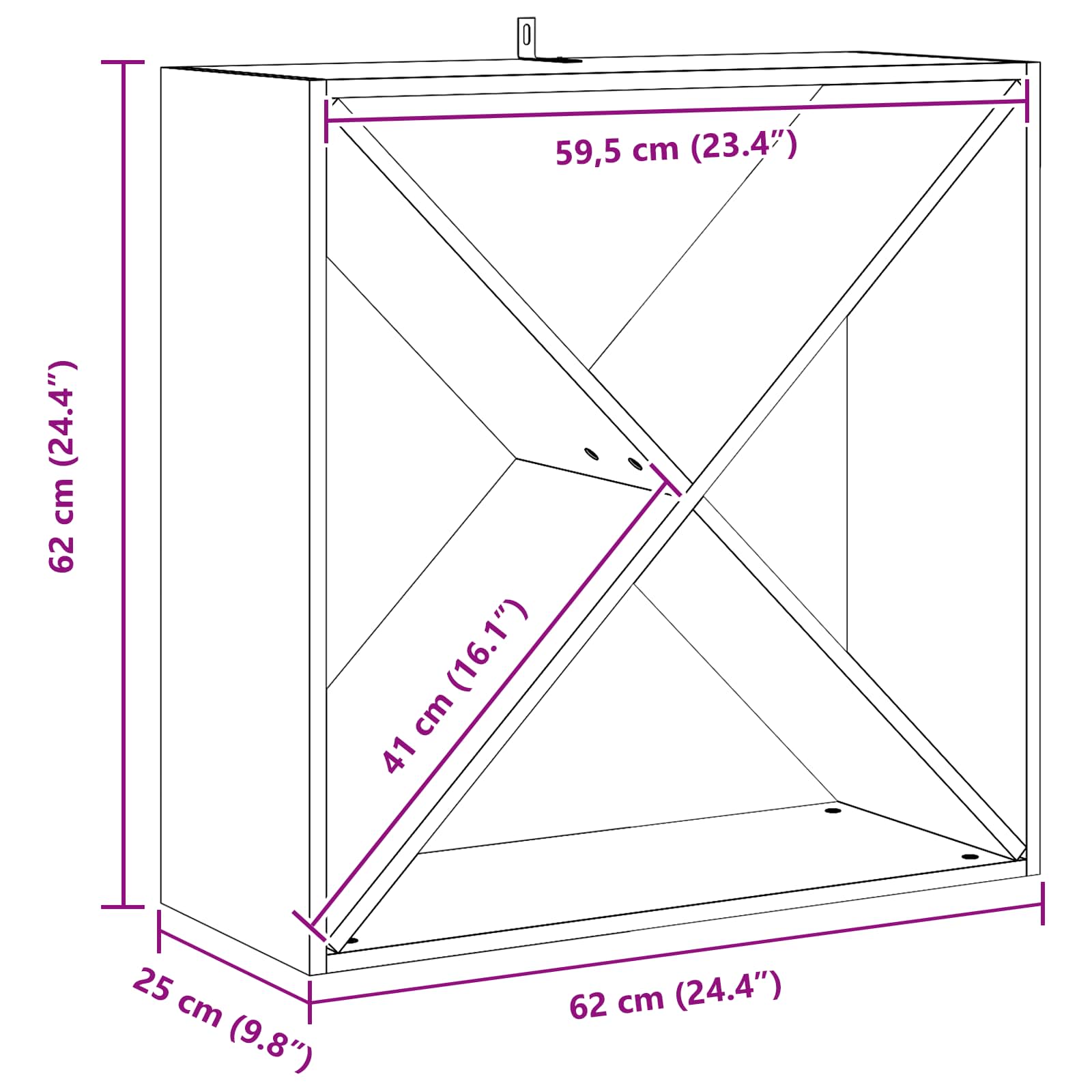 Stalak za vino 2 pcs Prirodna 62 x 25 x 62 cm