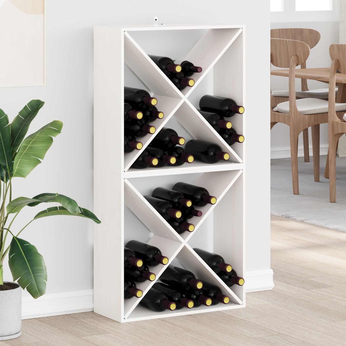 Stalak za vino 2 pcs Bijelo 62 x 25 x 62 cm Čvrsto borovo drvo