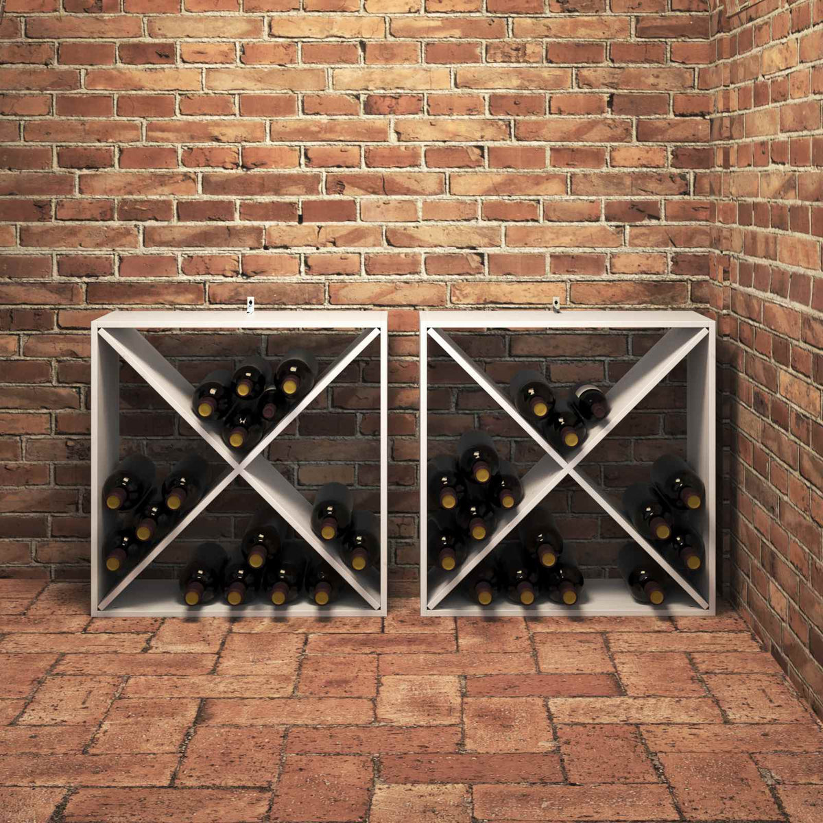Stalak za vino 2 pcs Bijelo 62 x 25 x 62 cm Čvrsto borovo drvo