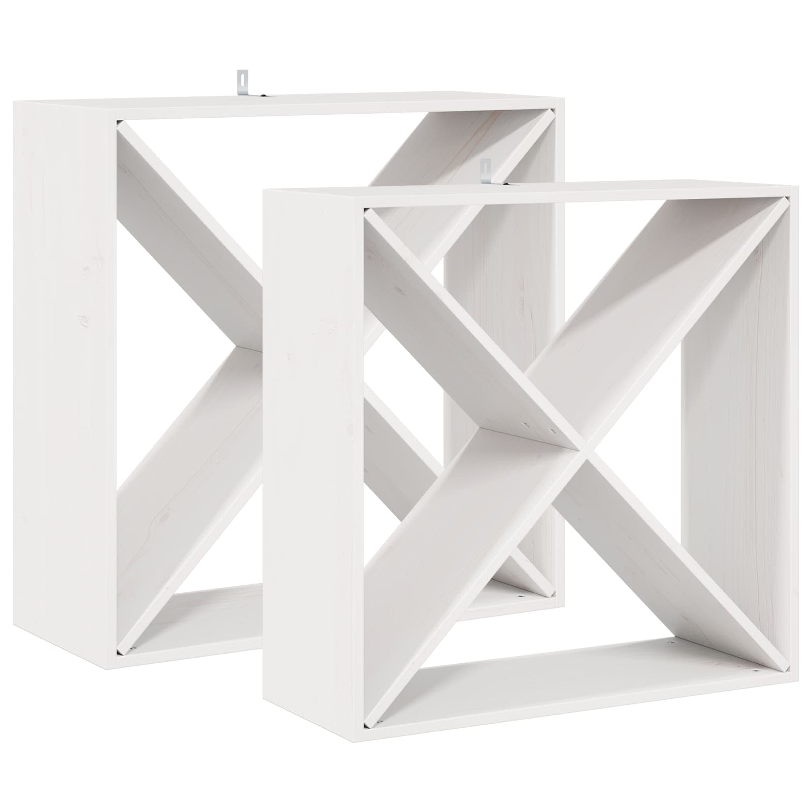 Stalak za vino 2 pcs Bijelo 62 x 25 x 62 cm Čvrsto borovo drvo