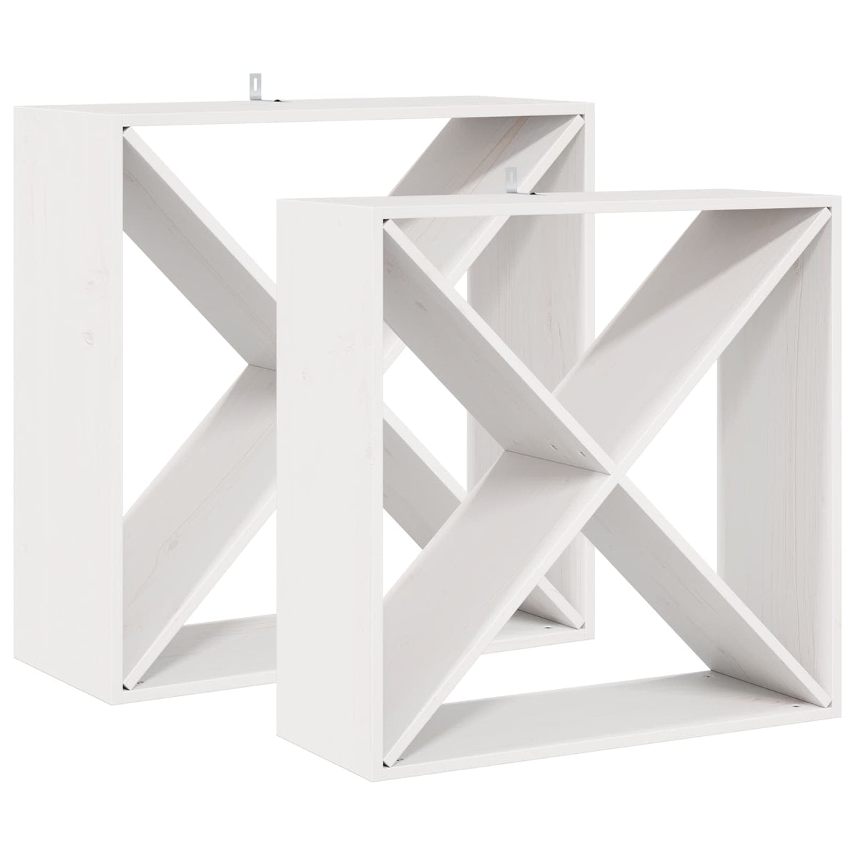 Stalak za vino 2 pcs Bijelo 62 x 25 x 62 cm Čvrsto borovo drvo