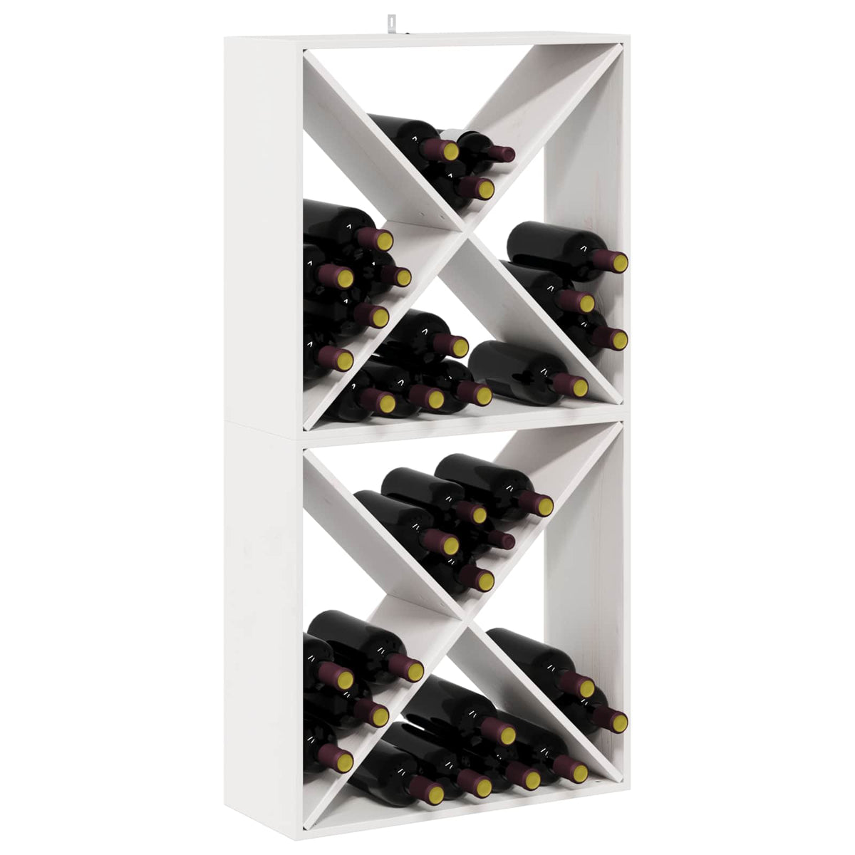 Stalak za vino 2 pcs Bijelo 62 x 25 x 62 cm Čvrsto borovo drvo