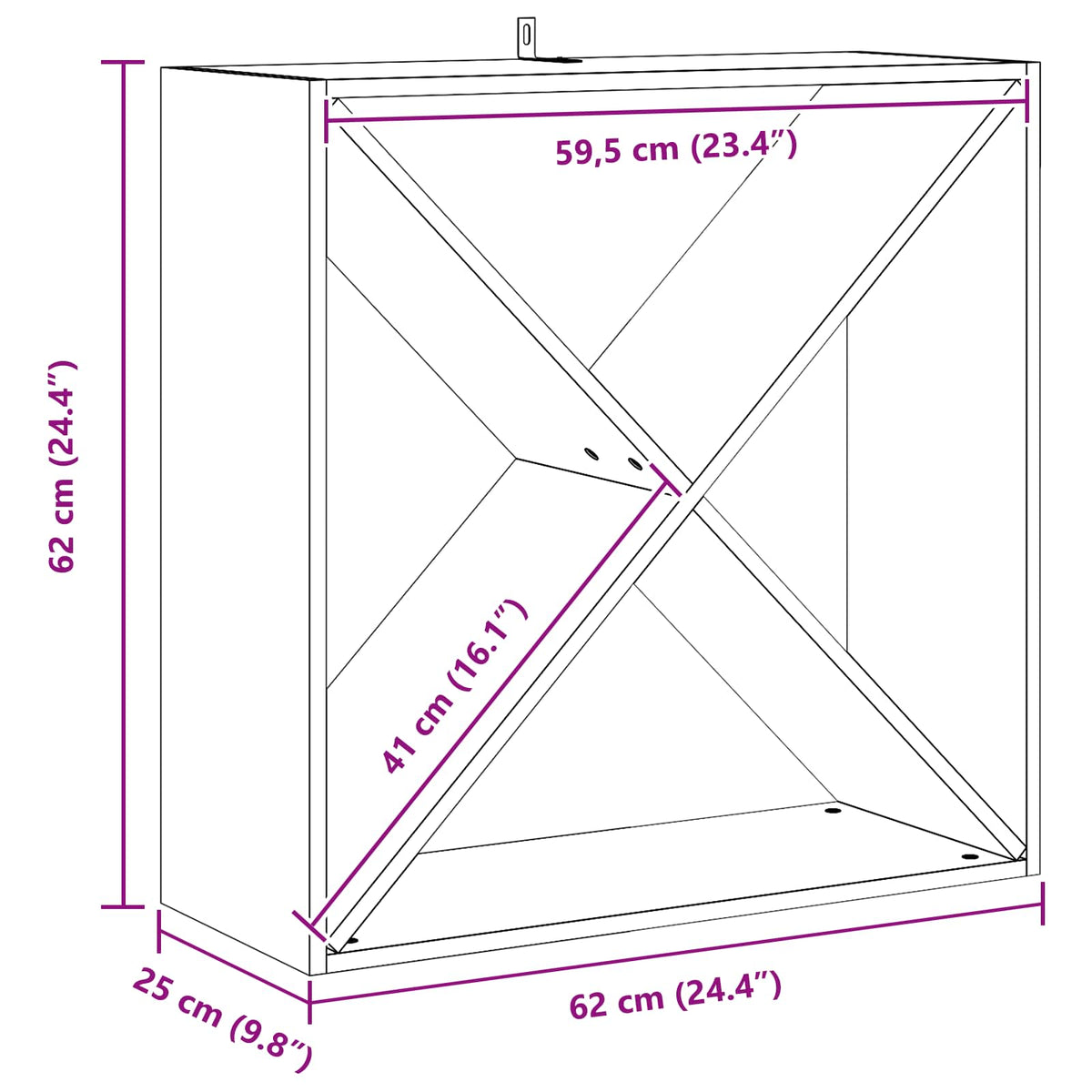 Stalak za vino 4 pcs Prirodna 62 x 25 x 62 cm