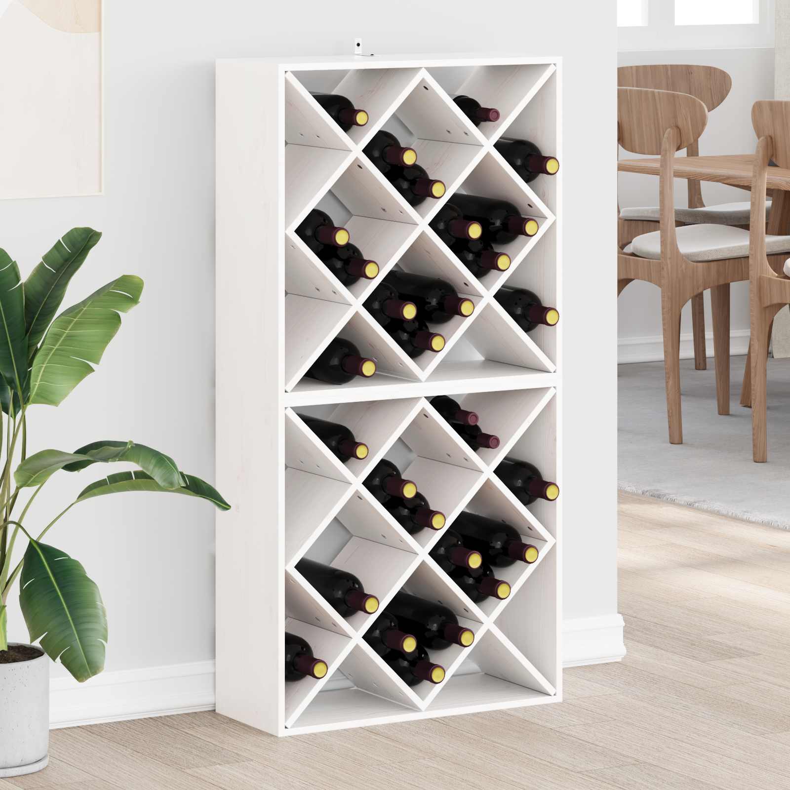 Stalak za vino 2 pcs Bijelo 62 x 25 x 62 cm Čvrsto borovo drvo