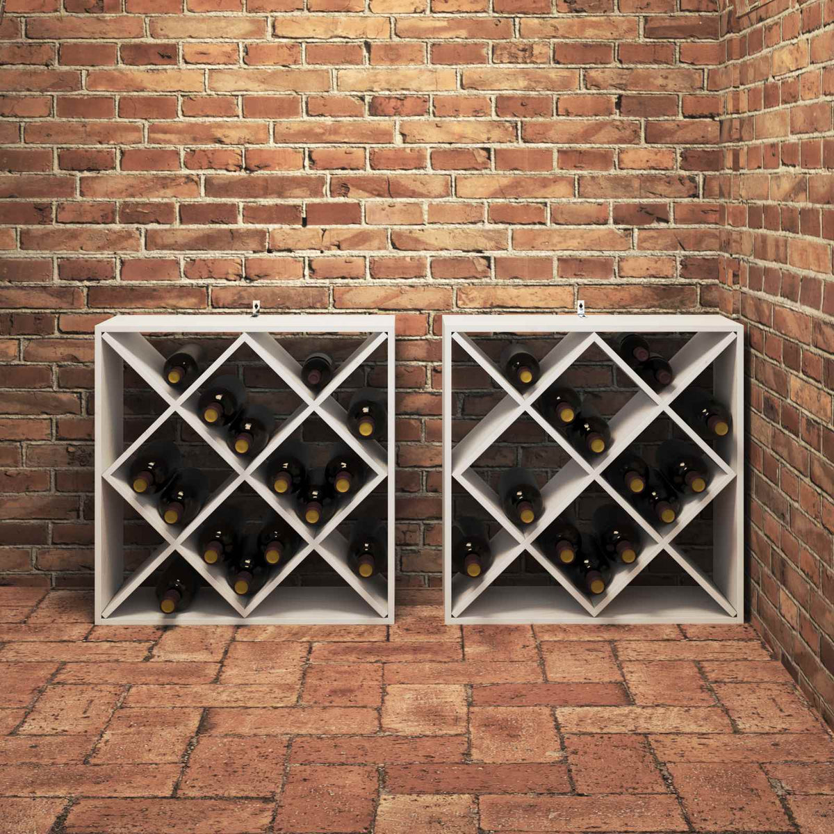 Stalak za vino 2 pcs Bijelo 62 x 25 x 62 cm Čvrsto borovo drvo
