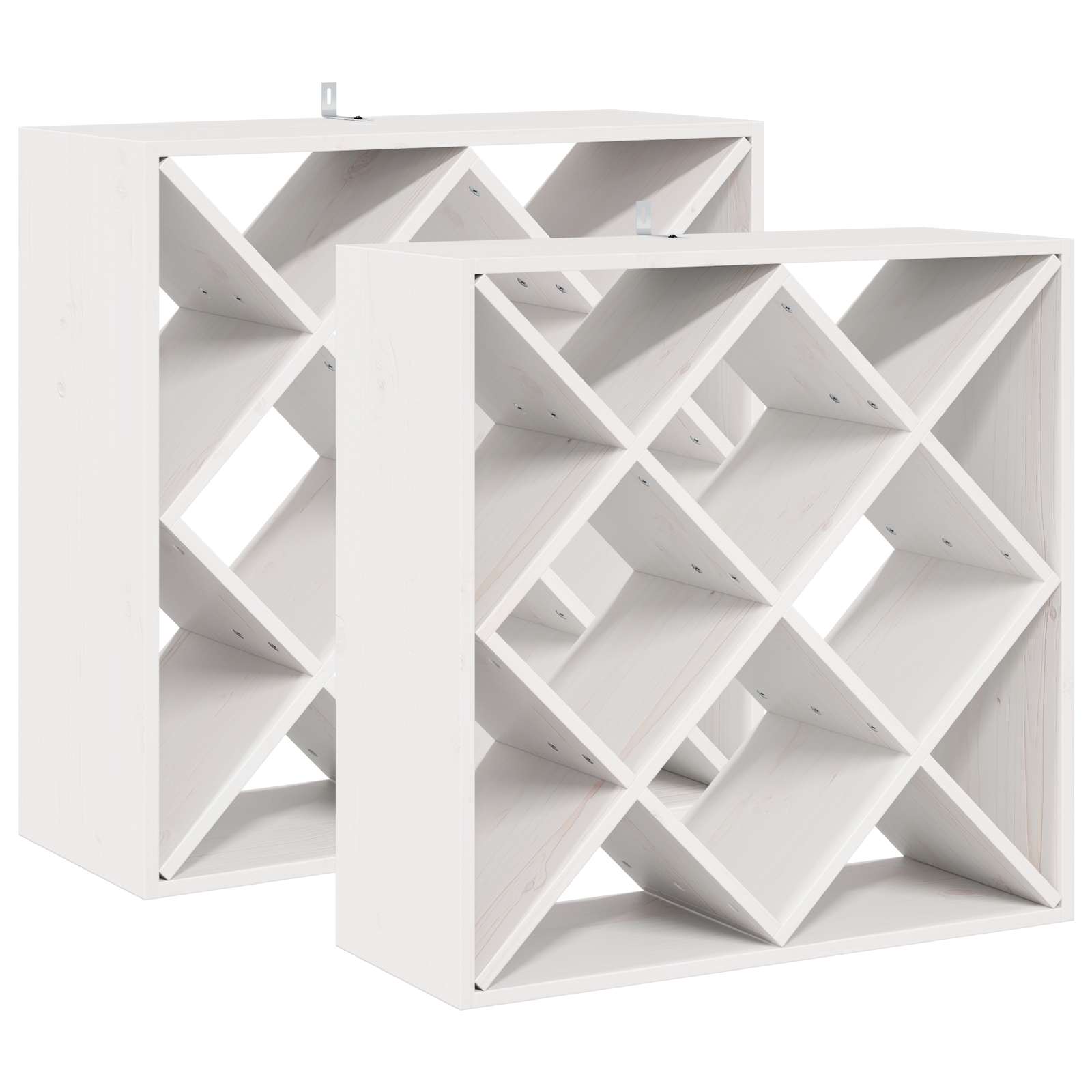Stalak za vino 2 pcs Bijelo 62 x 25 x 62 cm Čvrsto borovo drvo
