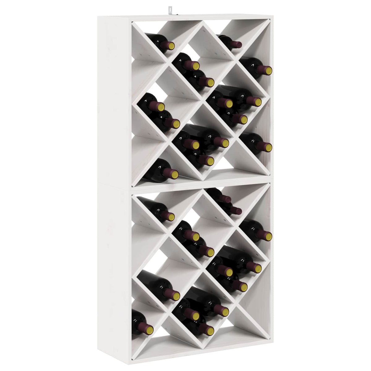 Stalak za vino 2 pcs Bijelo 62 x 25 x 62 cm Čvrsto borovo drvo