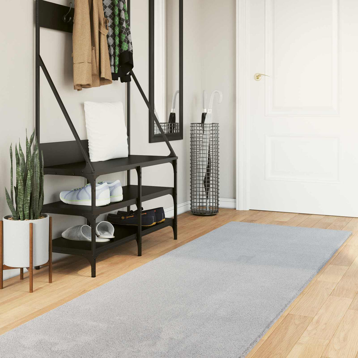 Srednje pahuljasti, mekana i periva prostirka HUARTE Siva 80 x 500 cm