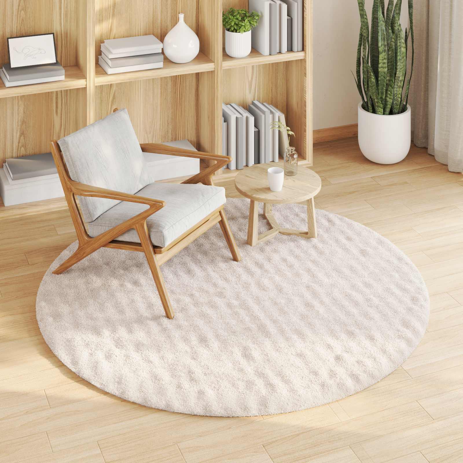 Tepisi za područja Kružni SIROLO Bež Ø 120 CM Poliester