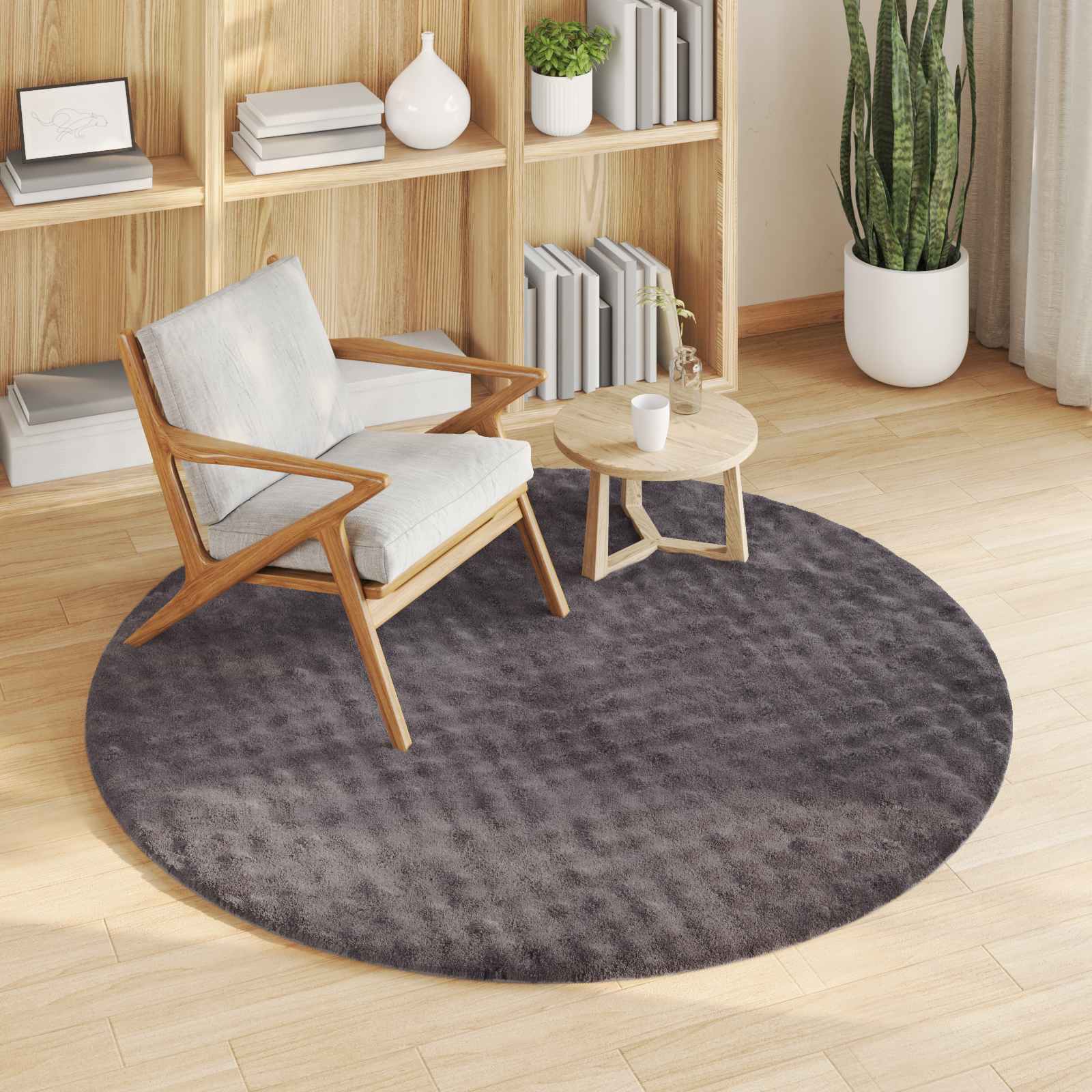 Tepisi za područja Kružni SIROLO Antracit Ø 120 CM Poliester