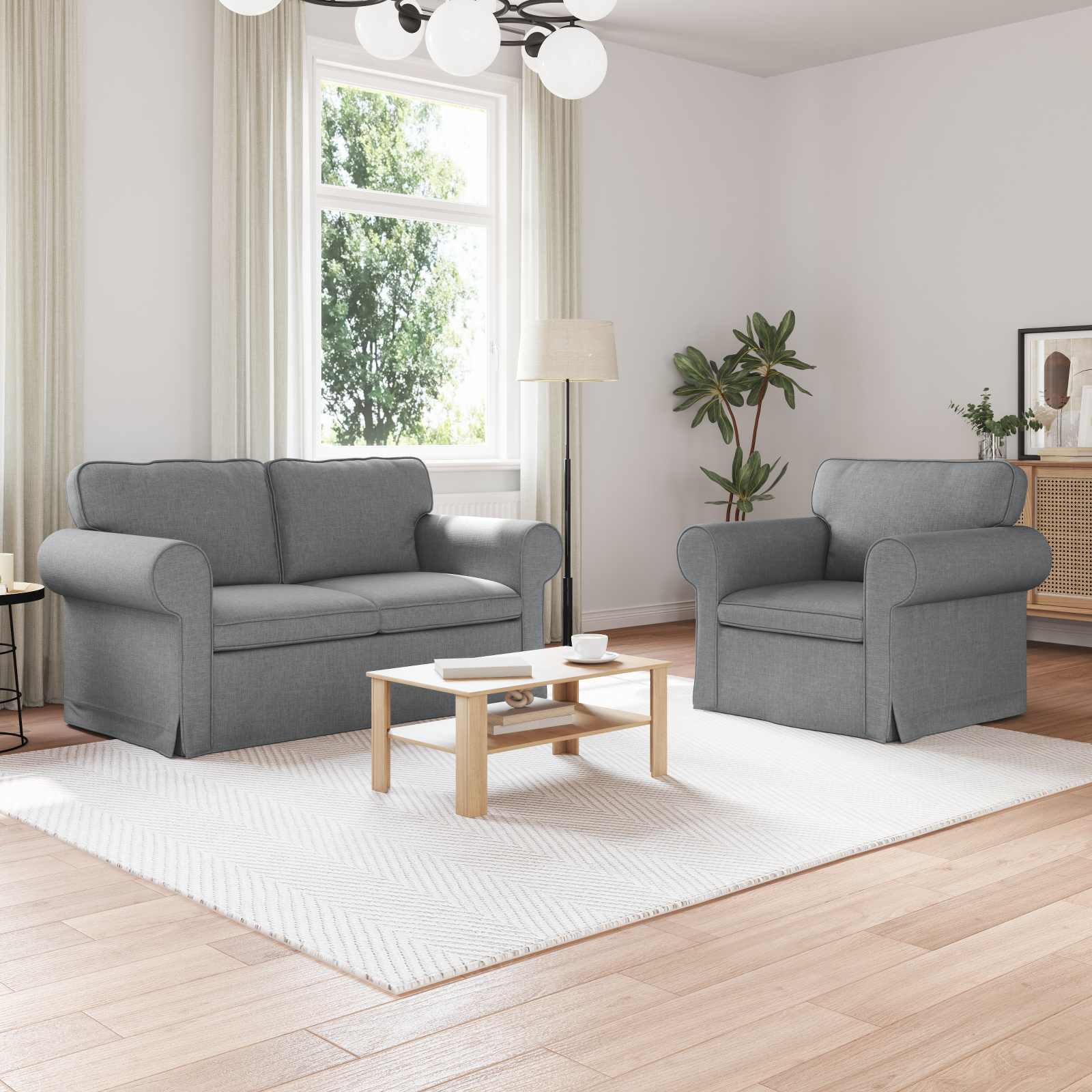 Set sofe 2 pcs Svijetlo siva 155 x 82 x 80 cm tkanina