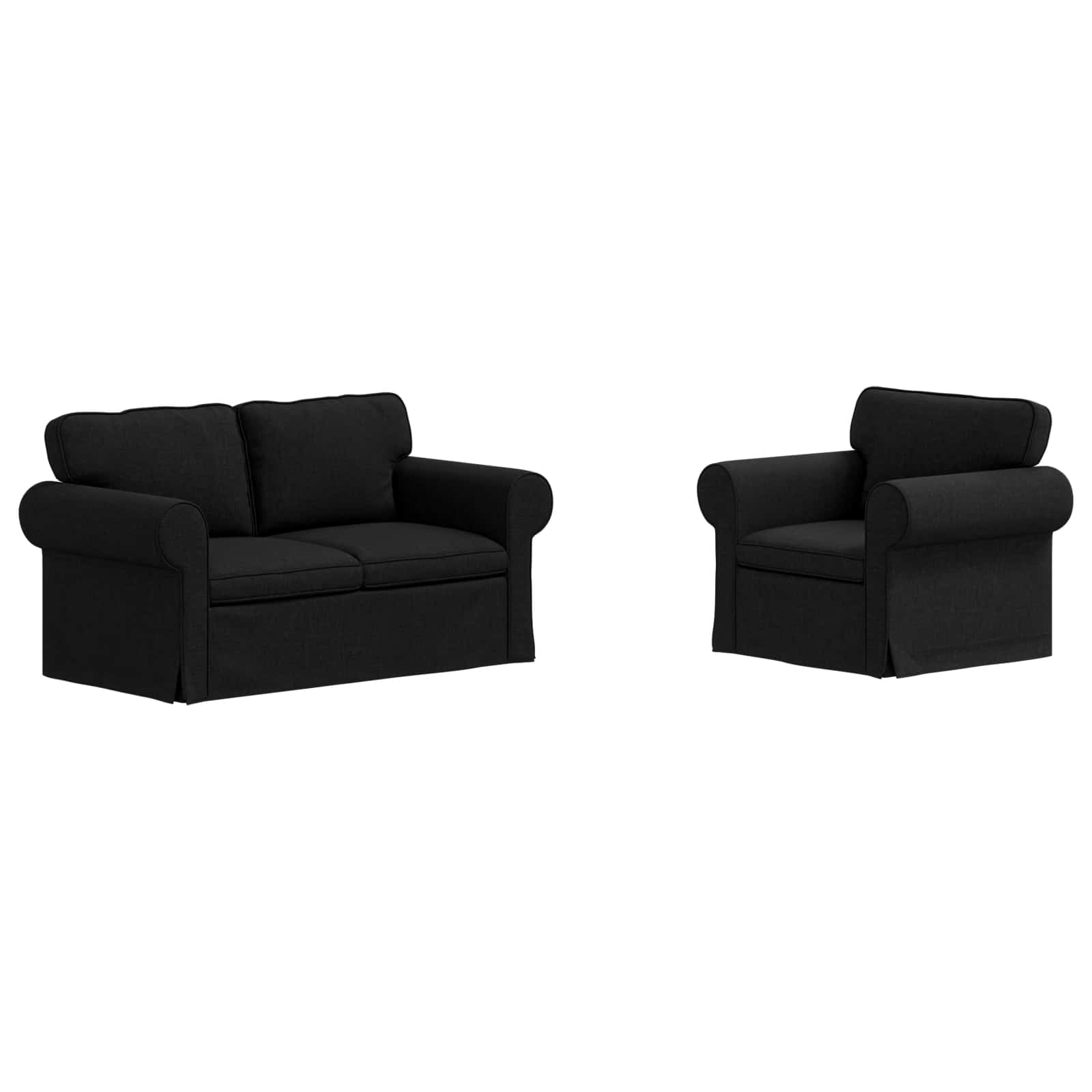 Set sofe 2 pcs Crna 155 x 82 x 80 cm tkanina