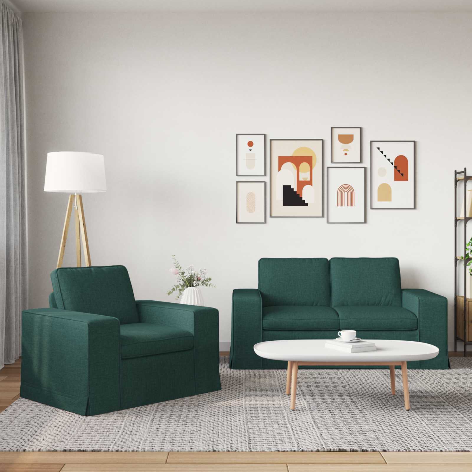 Set sofe 2 pcs Tamnozelena 162 x 80 x 82 cm tkanina