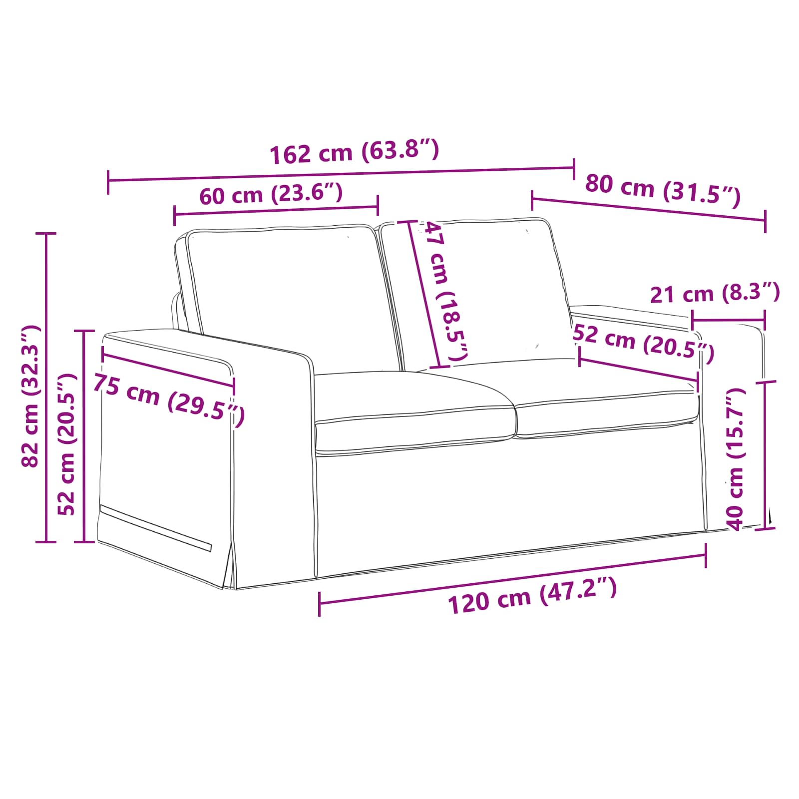 Set sofe 2 pcs Tamnozelena 162 x 80 x 82 cm tkanina