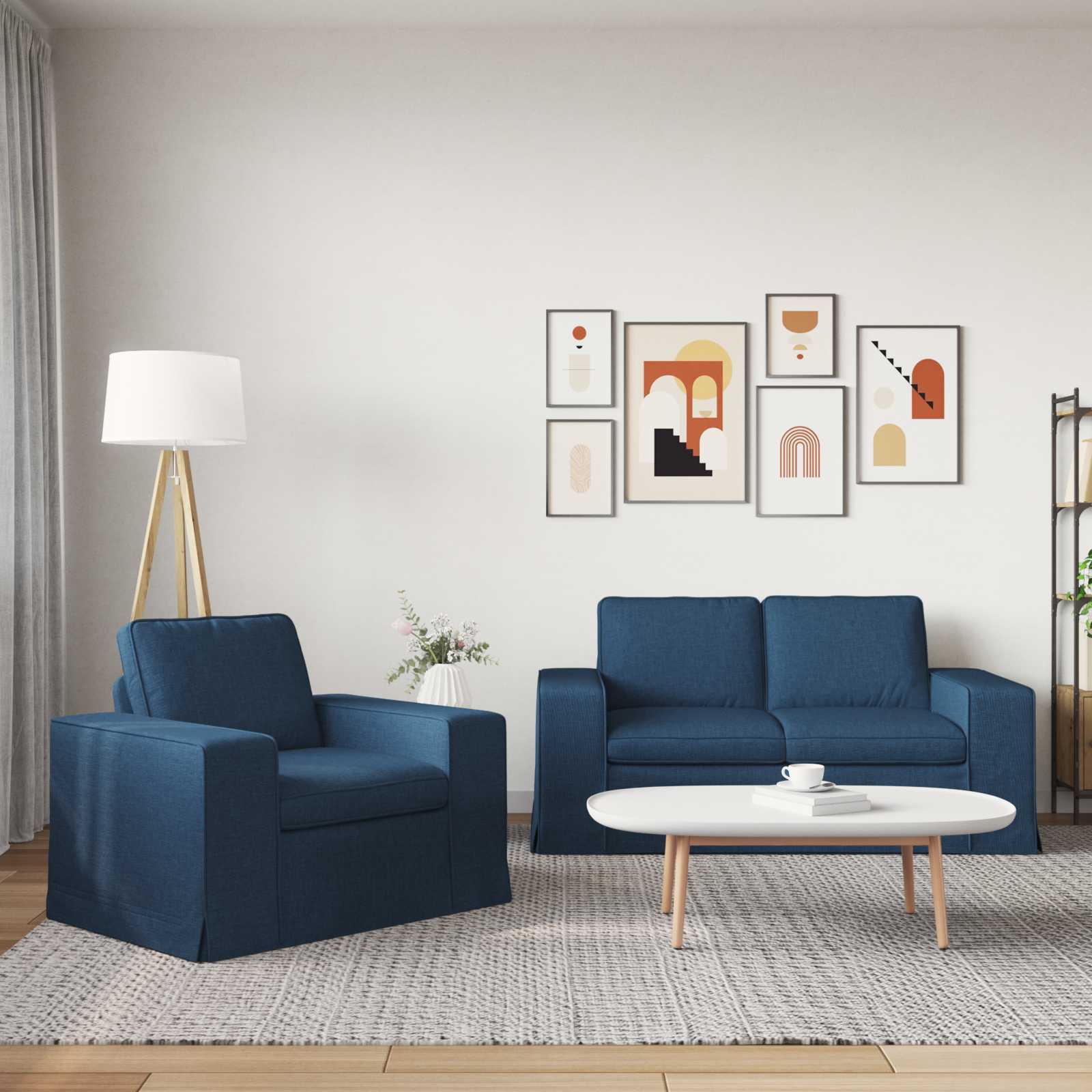 Set sofe 2 pcs Plava 162 x 80 x 82 cm tkanina